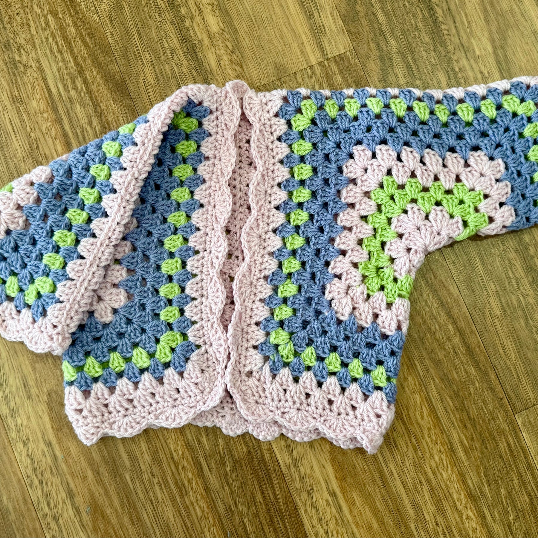 Crocheted hexi cardigan , size 6-12 months