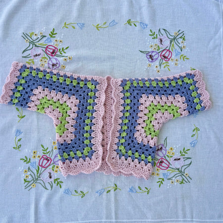 Crocheted hexi cardigan , size 6-12 months