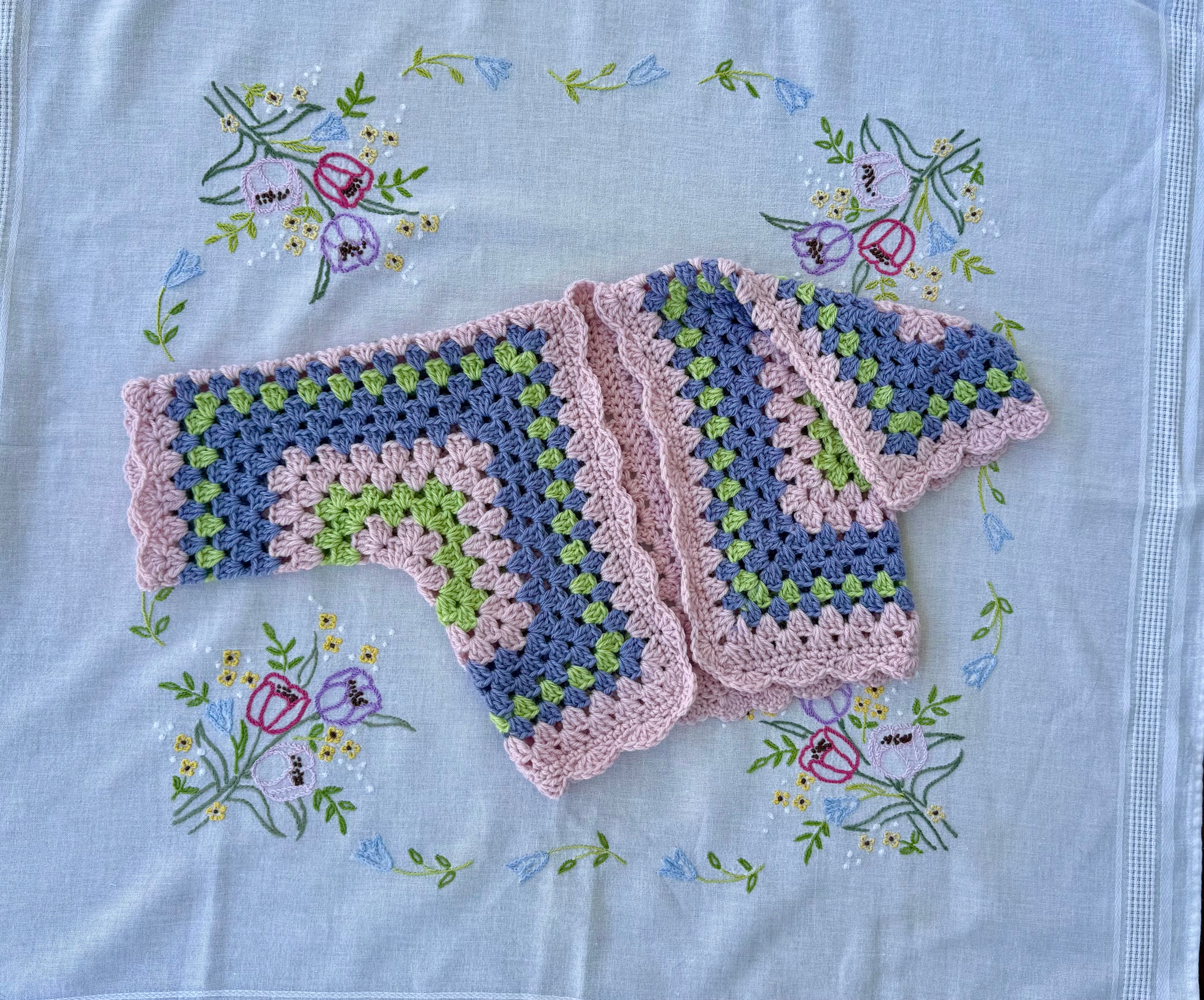 Crocheted hexi cardigan , size 6-12 months