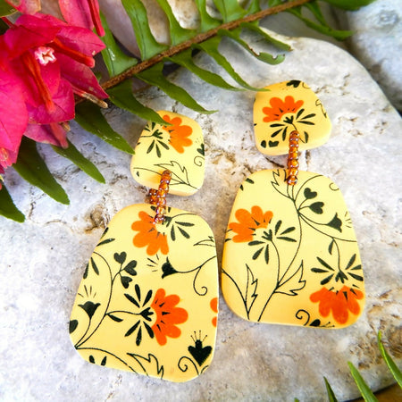 Floral Polymer Clay Earrings 