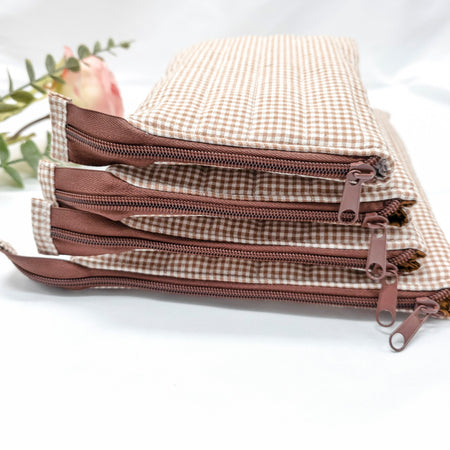 Padded Kindle Sleeve, Quilted E-reader case, Caramel Gingham