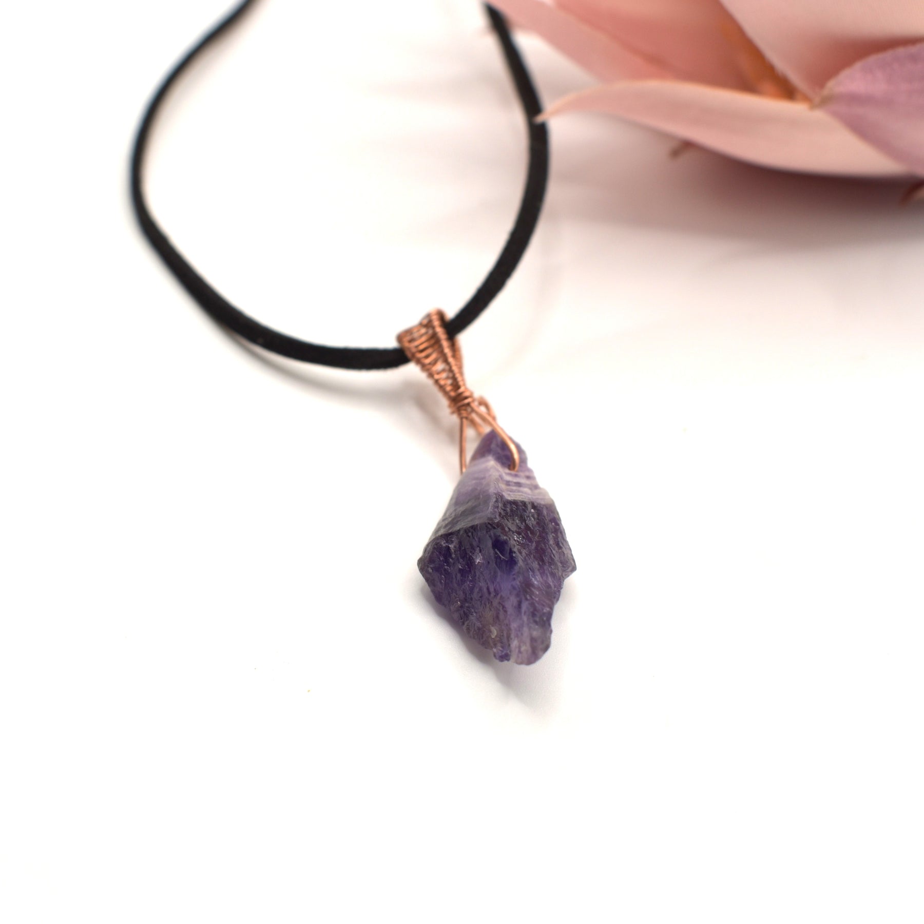 Amara Pendant – Raw Amethyst Wrapped in Copper