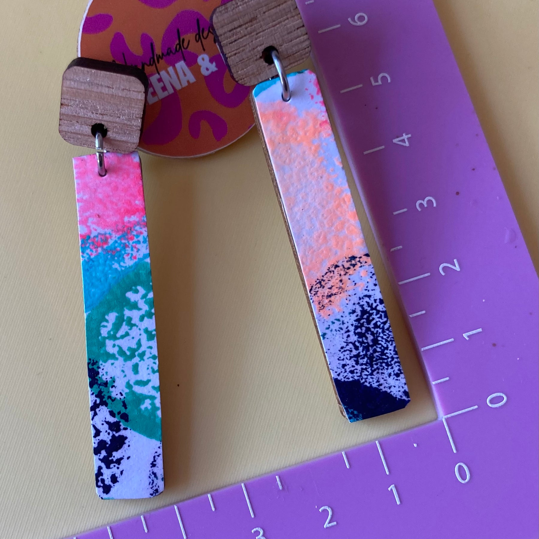Hand painted stick earrings