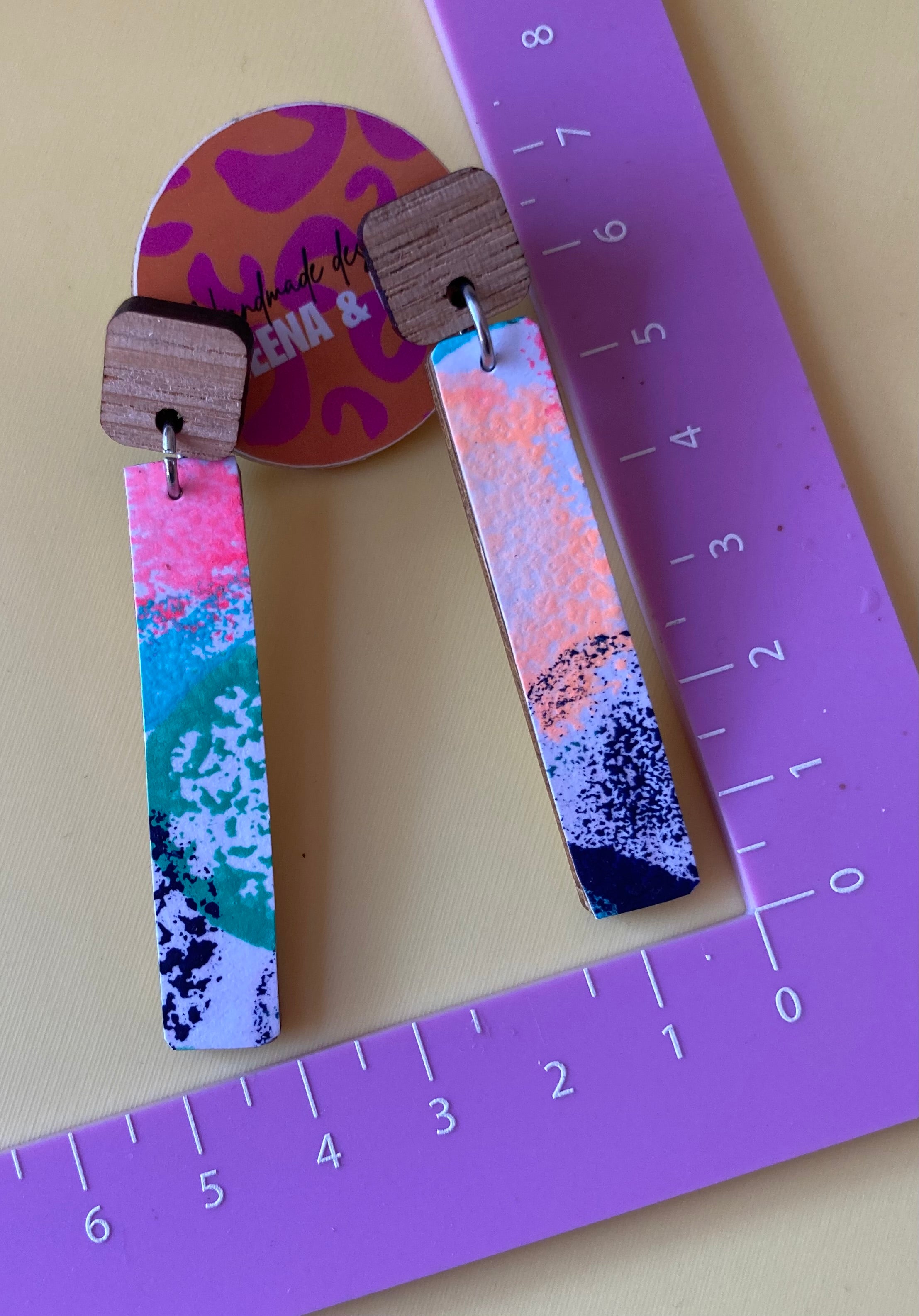 Hand painted stick earrings