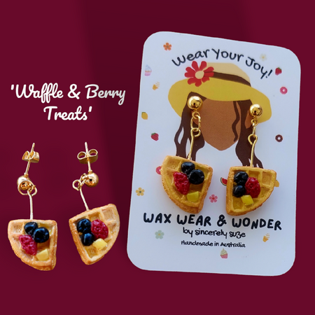 Waffle & Berry Treats - Polymer Clay Earrings