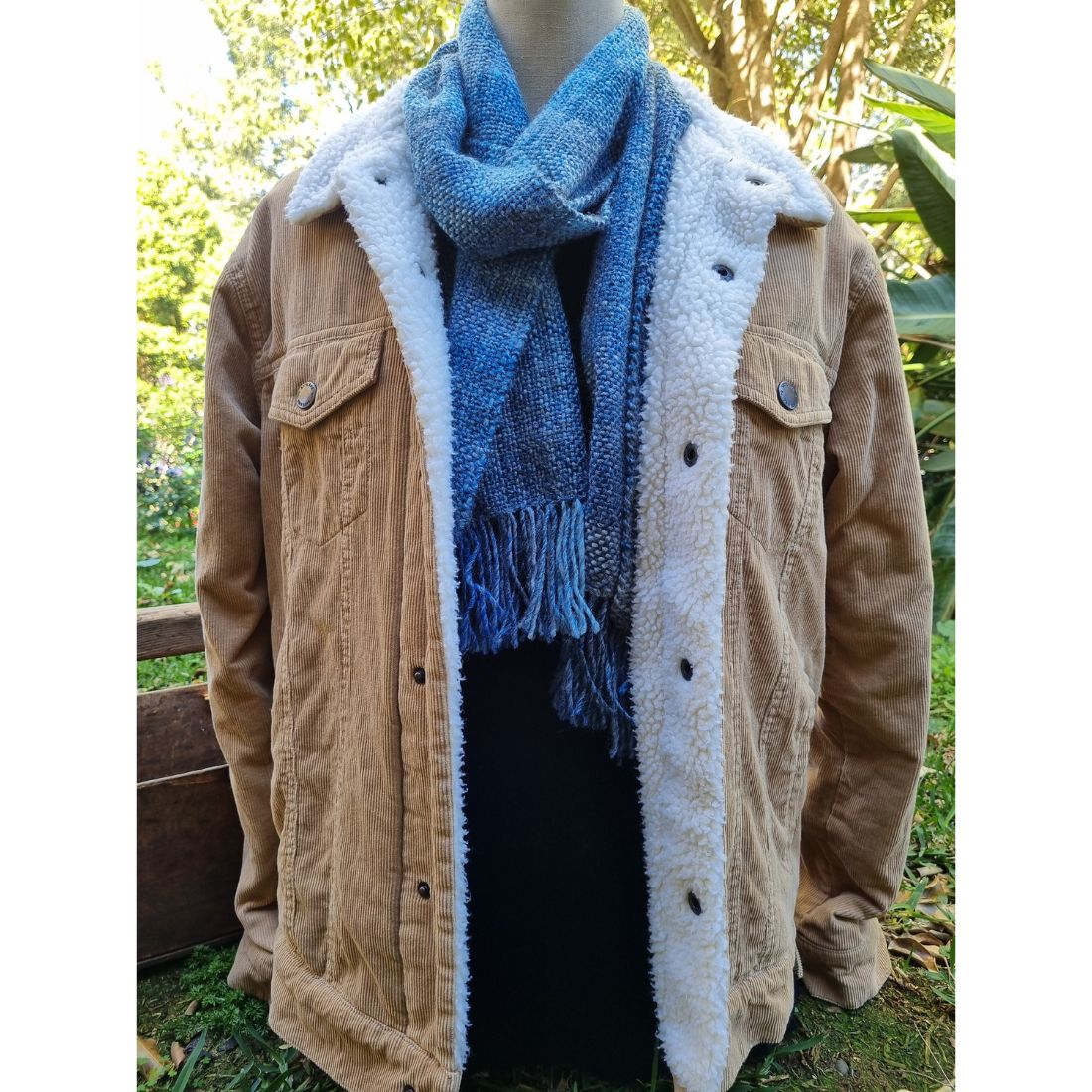 Blue acrylic handwoven scarf
