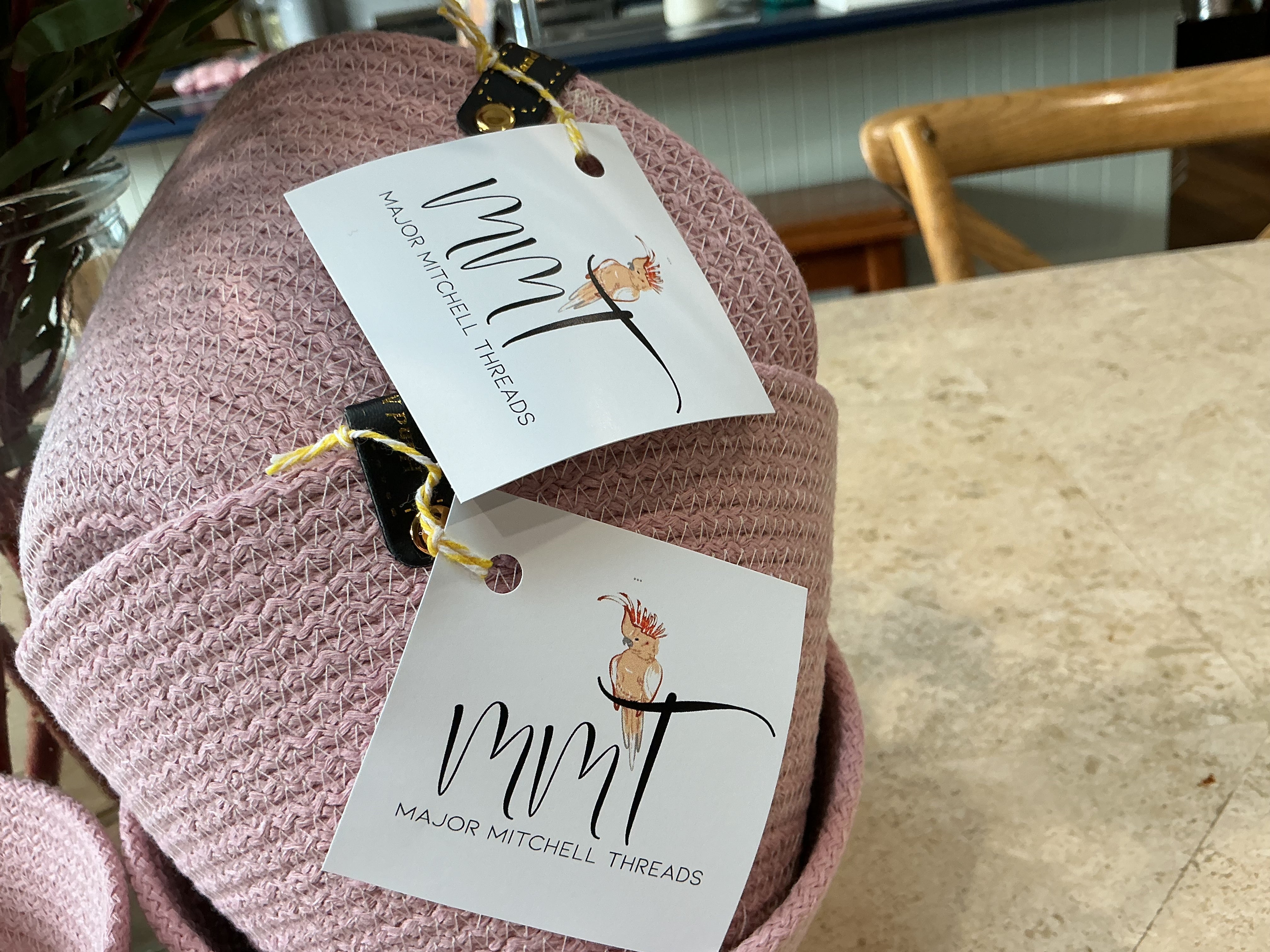 Dainty pink trinket basket, cotton rope
