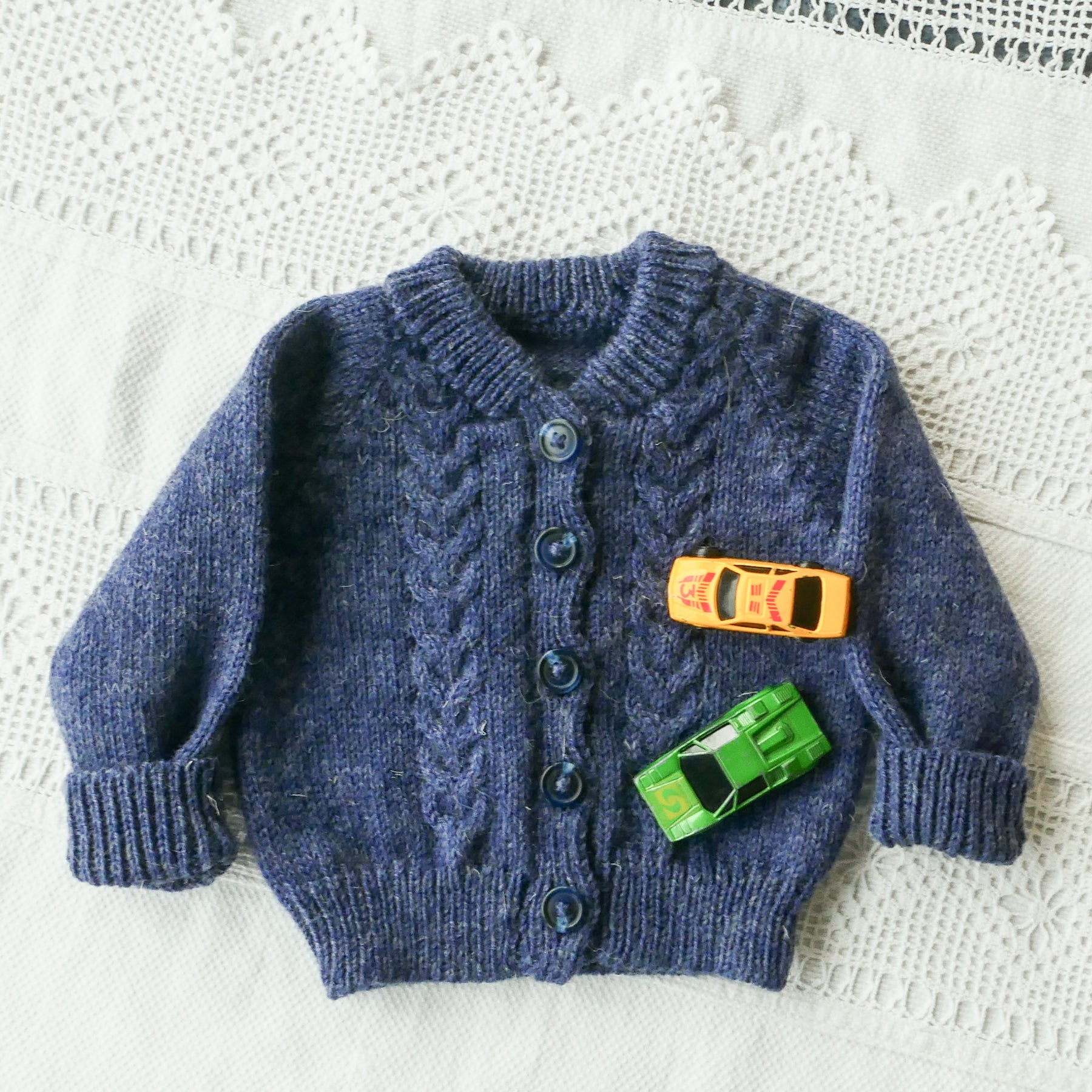 Baby cardigan/jacket. Size 00. Aussie wool, free shipping, handmade, dusty blue