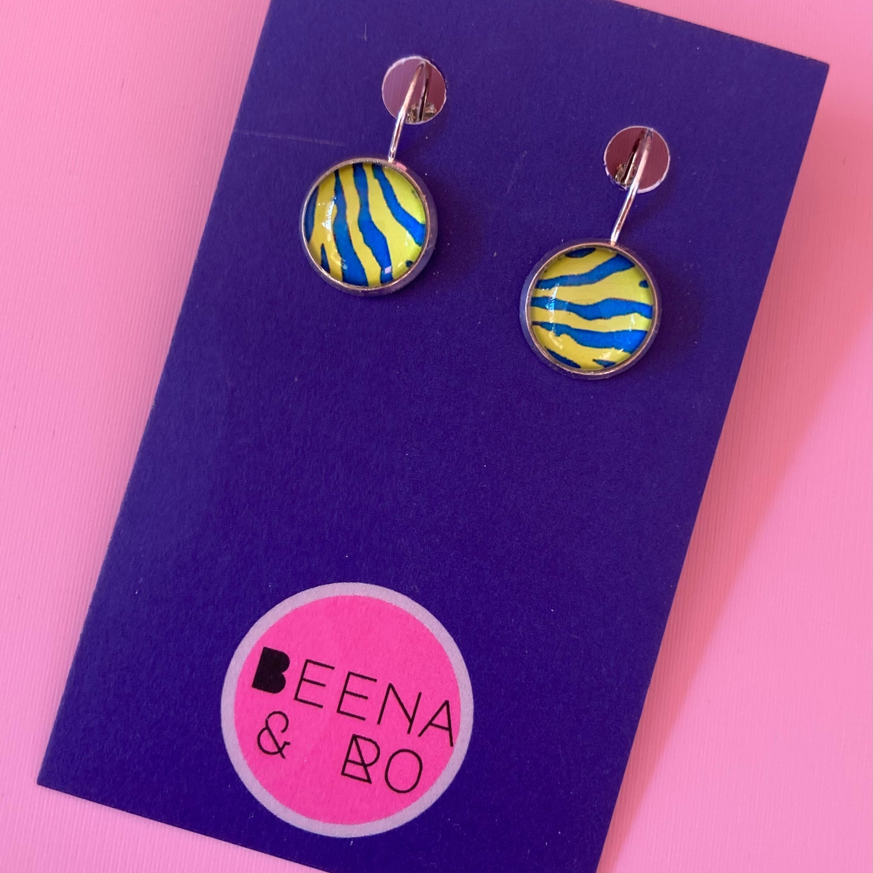 Neon animal stripe earrings