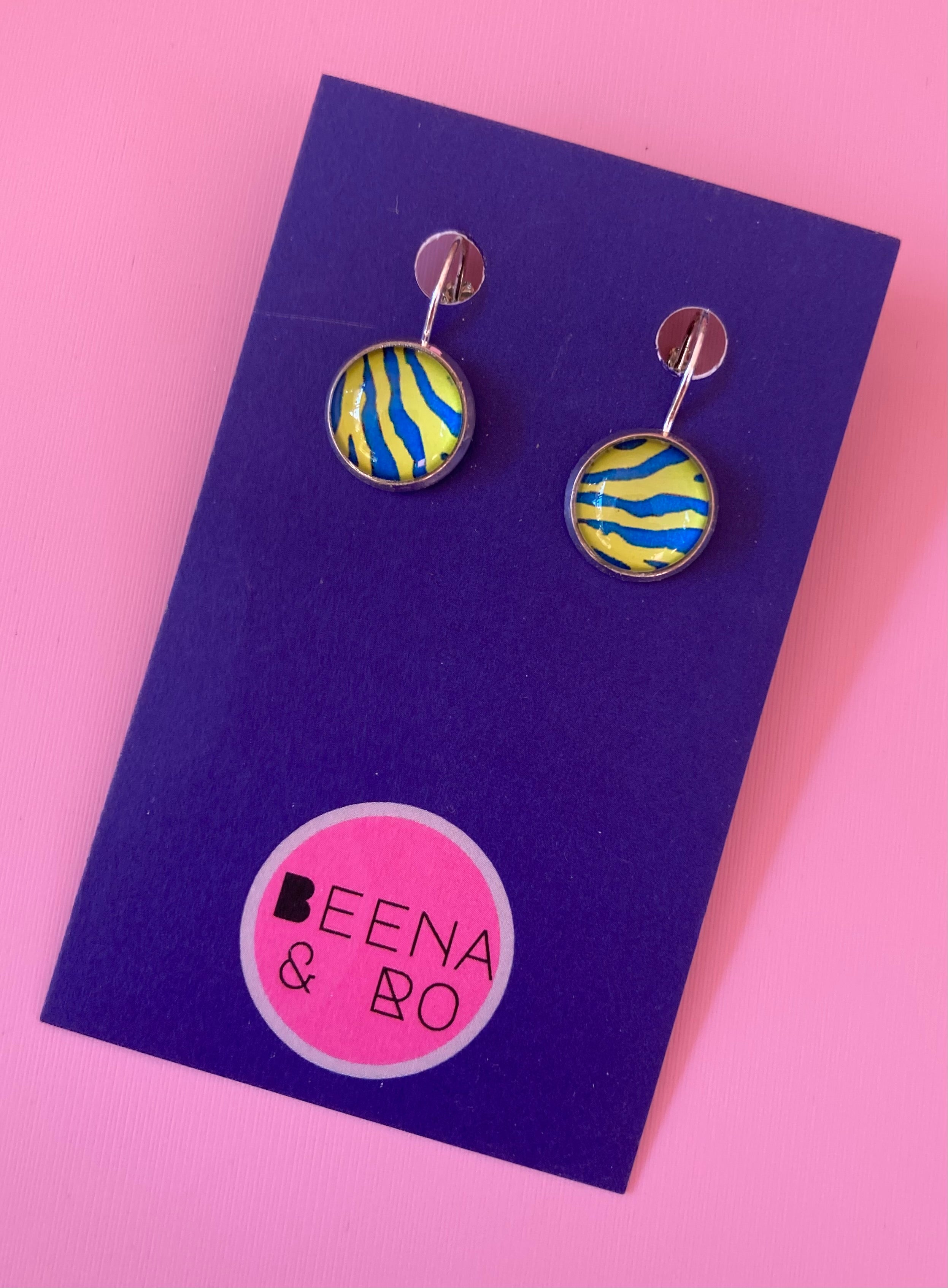 Neon animal stripe earrings