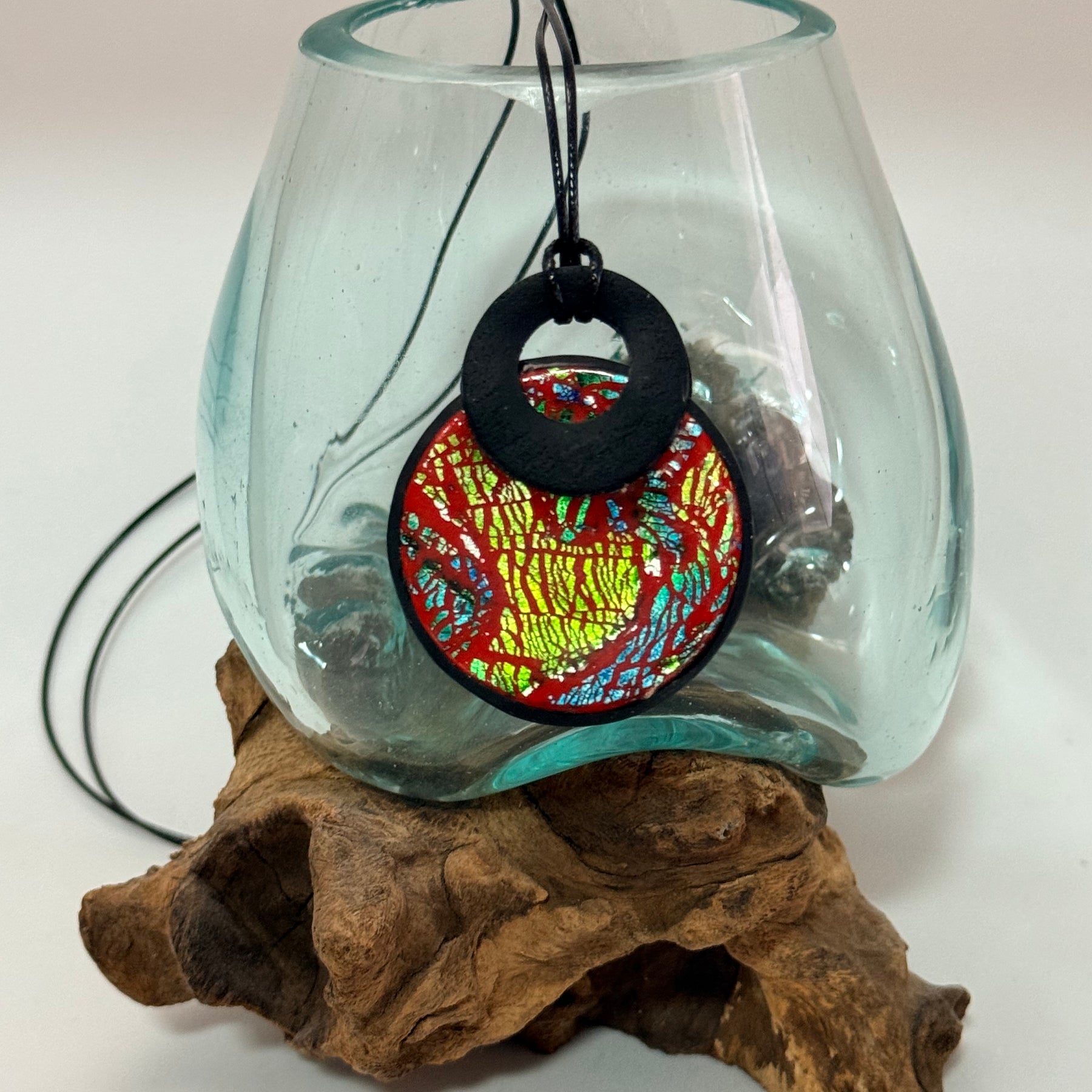 Cracked Foil Alcohol Ink Statement Pendant & Necklace