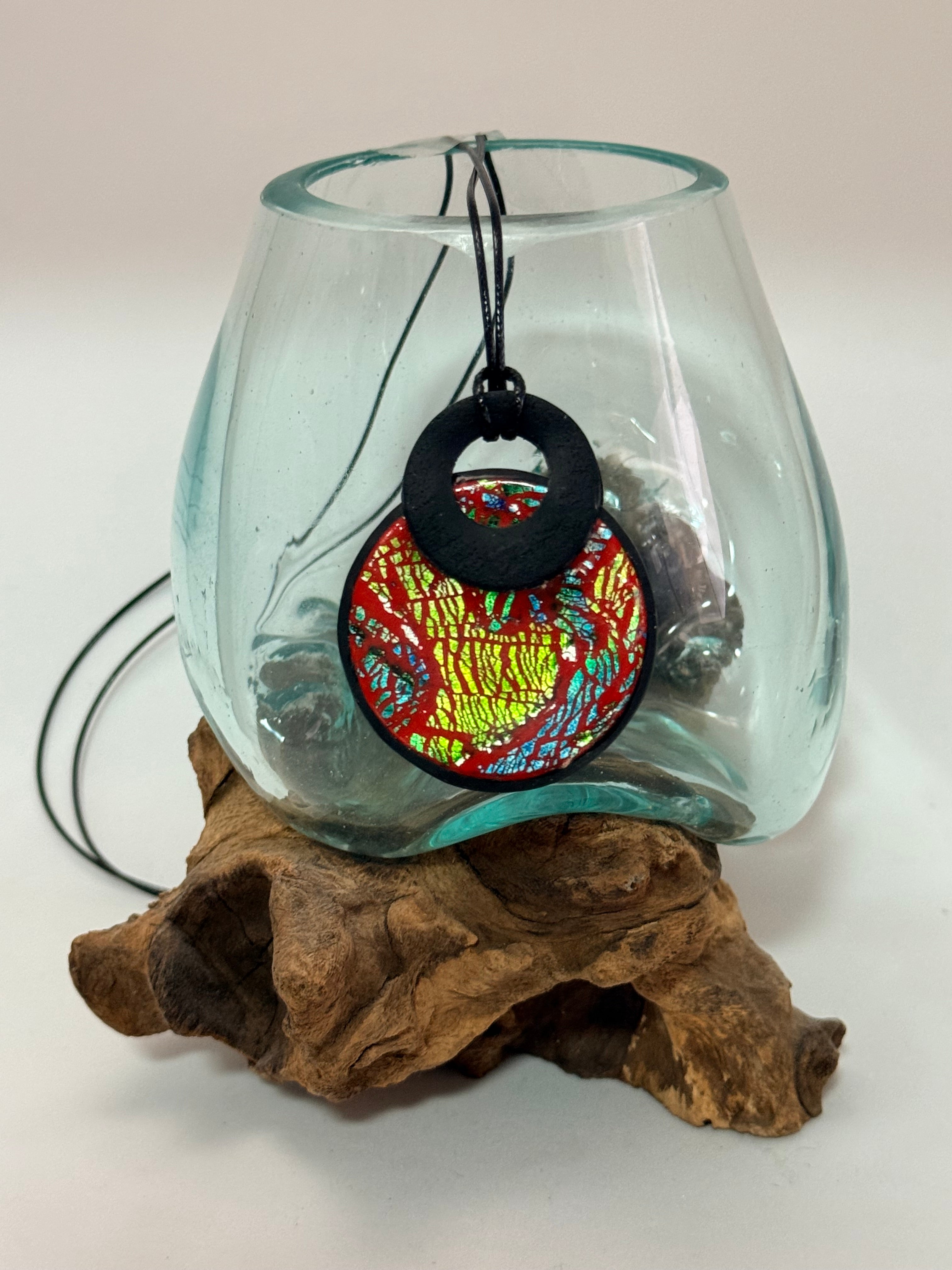 Cracked Foil Alcohol Ink Statement Pendant & Necklace