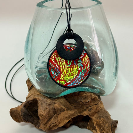 Cracked Foil Alcohol Ink Statement Pendant & Necklace