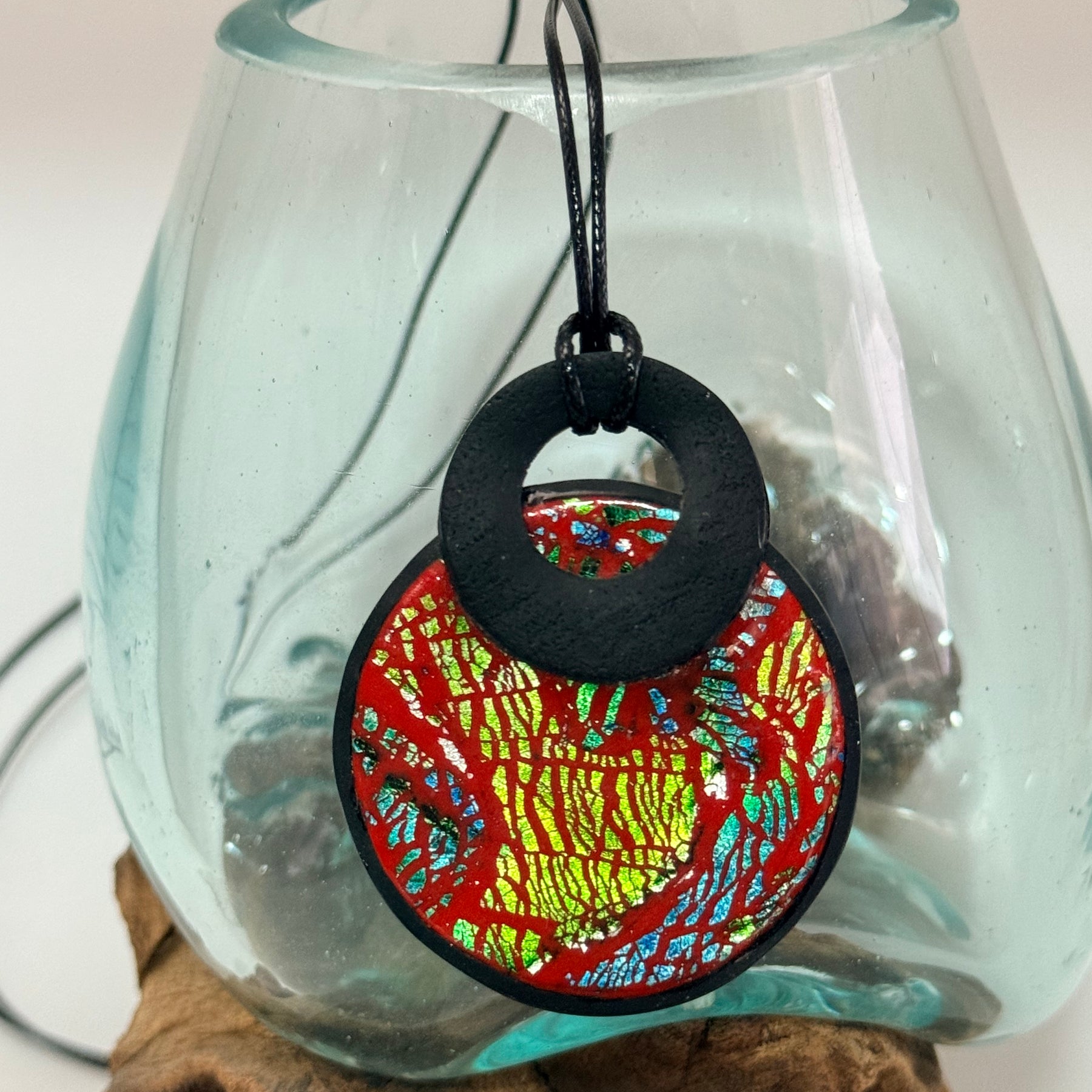 Cracked Foil Alcohol Ink Statement Pendant & Necklace