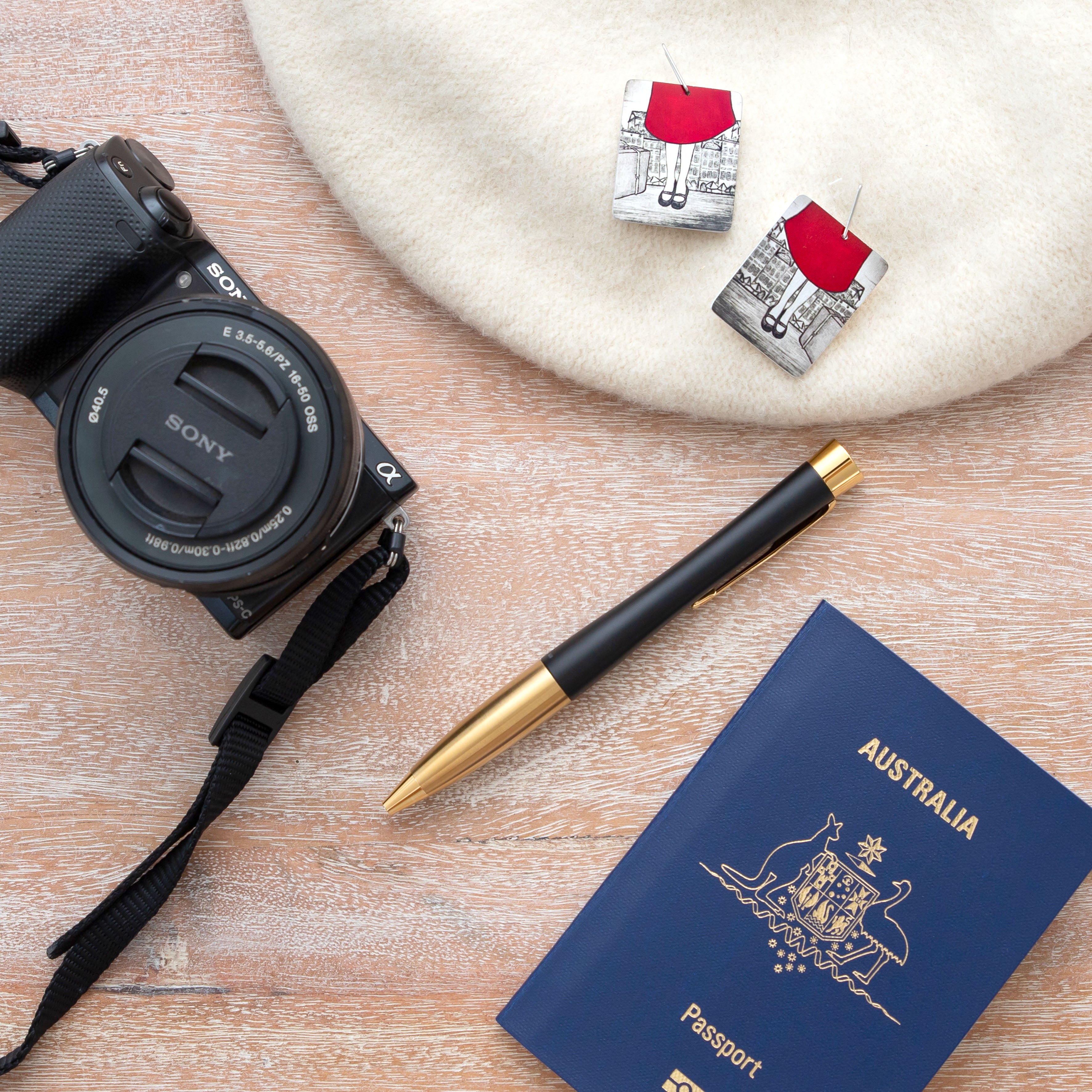 Travel Girl with cityscape Earrings