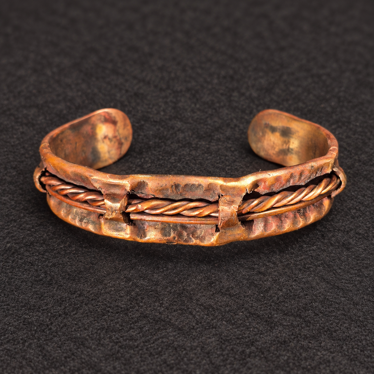 Handmade Leather-Look Copper Rope Cuff Bracelet B020