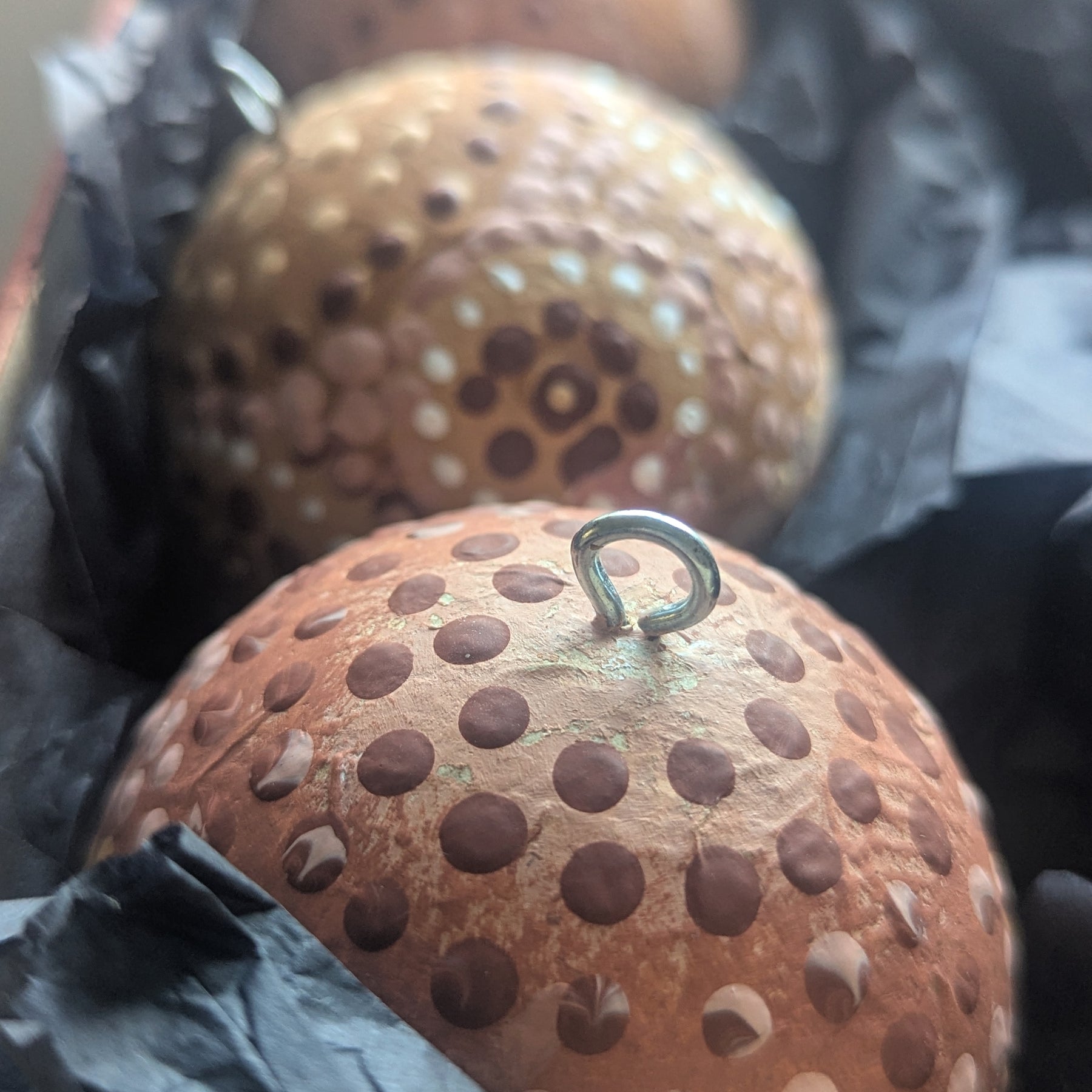 Baubles Artisan Hand painted Decorations |  Recycled Paper Baubles - 6  Decorations Boxed