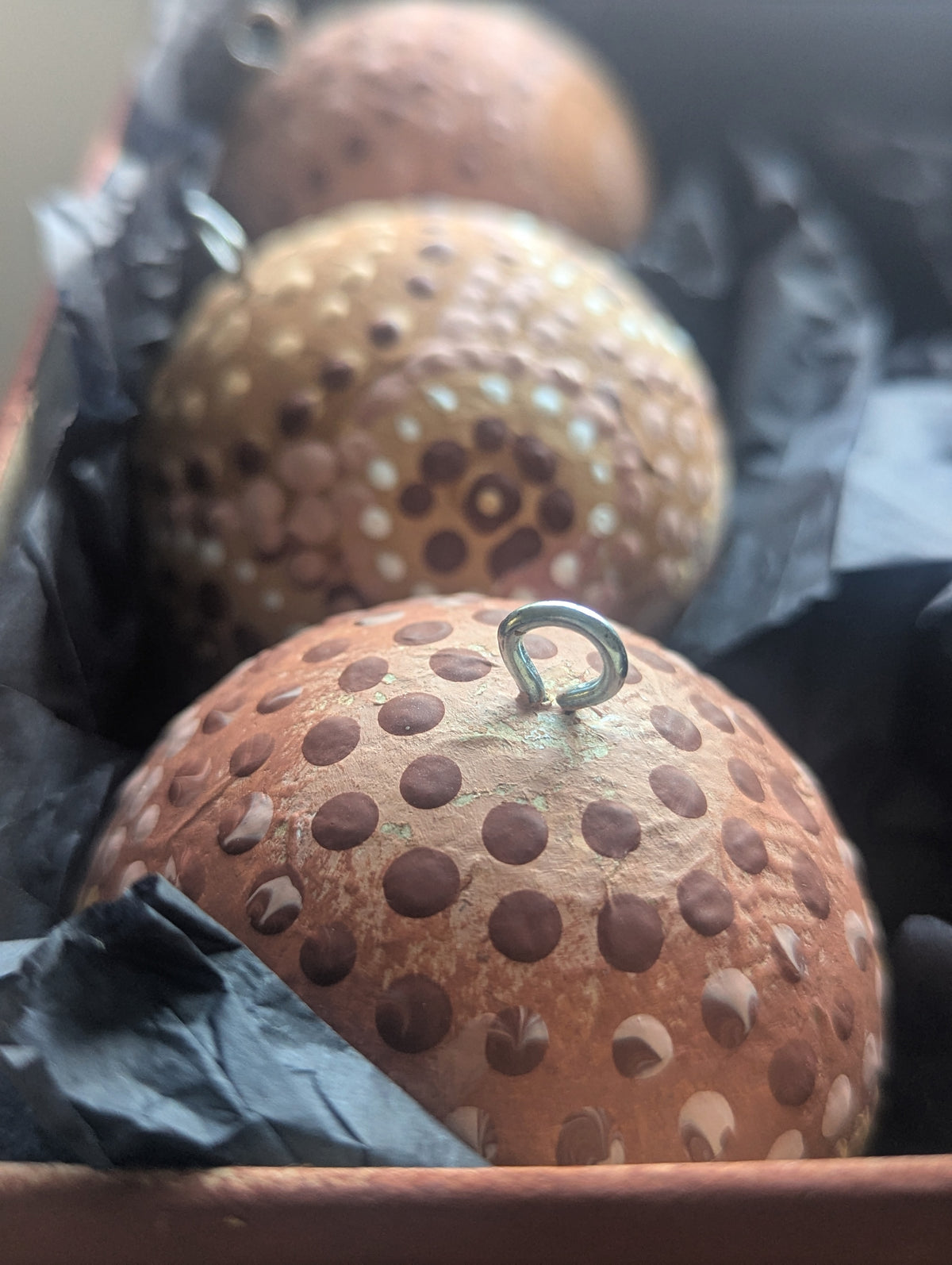 Baubles Artisan Hand painted Decorations |  Recycled Paper Baubles - 6  Decorations Boxed
