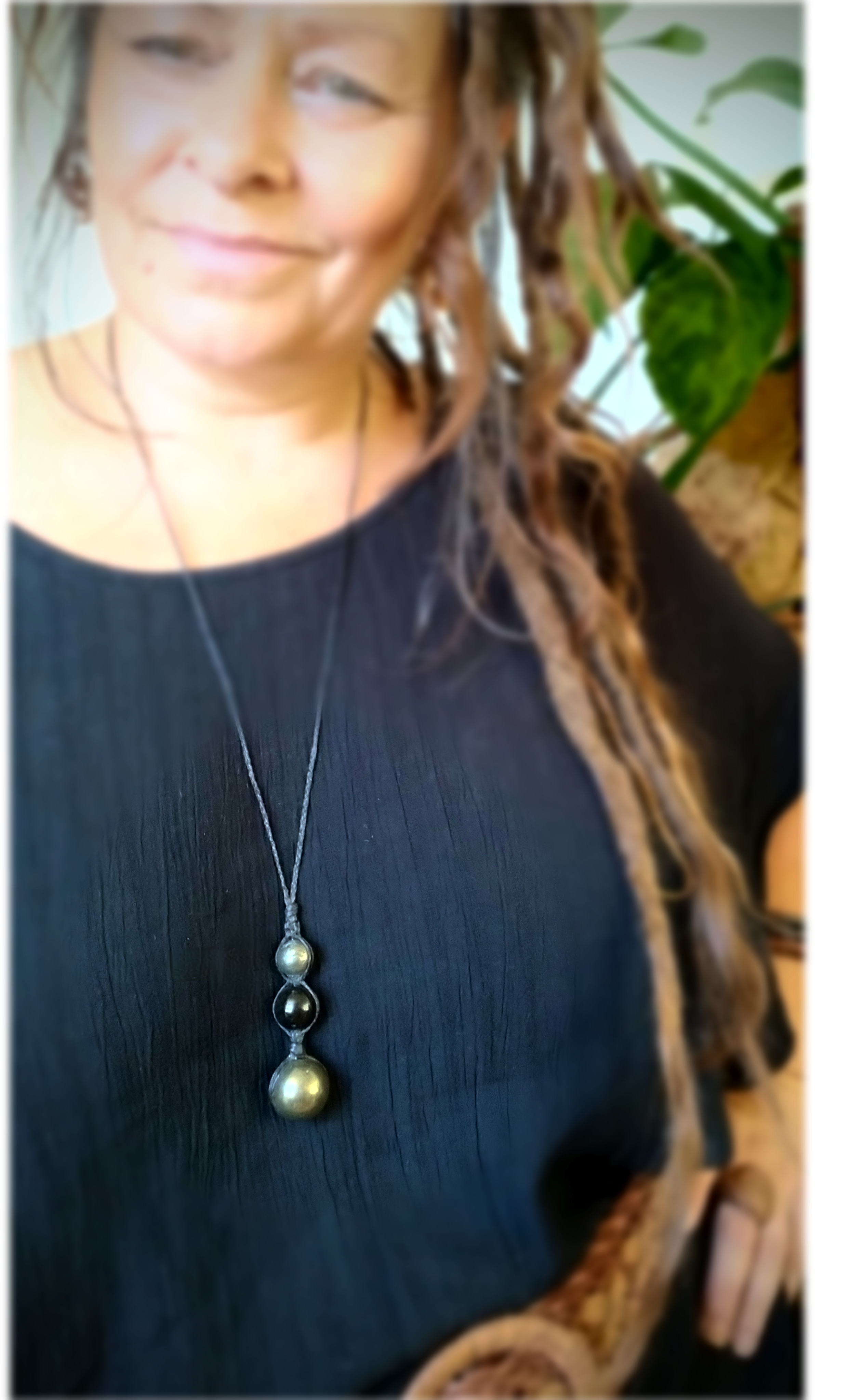 PYRITE SPHERES WITH SIVERSHEEN OBSIDIAN handmade necklace talisman