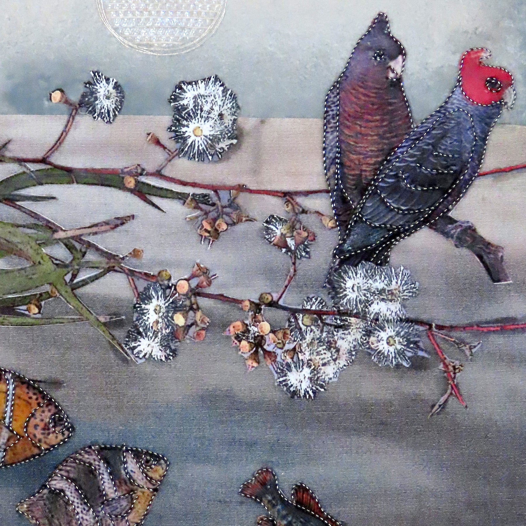 Original Art Riverside - Australian Native Birds Blossoms Collage