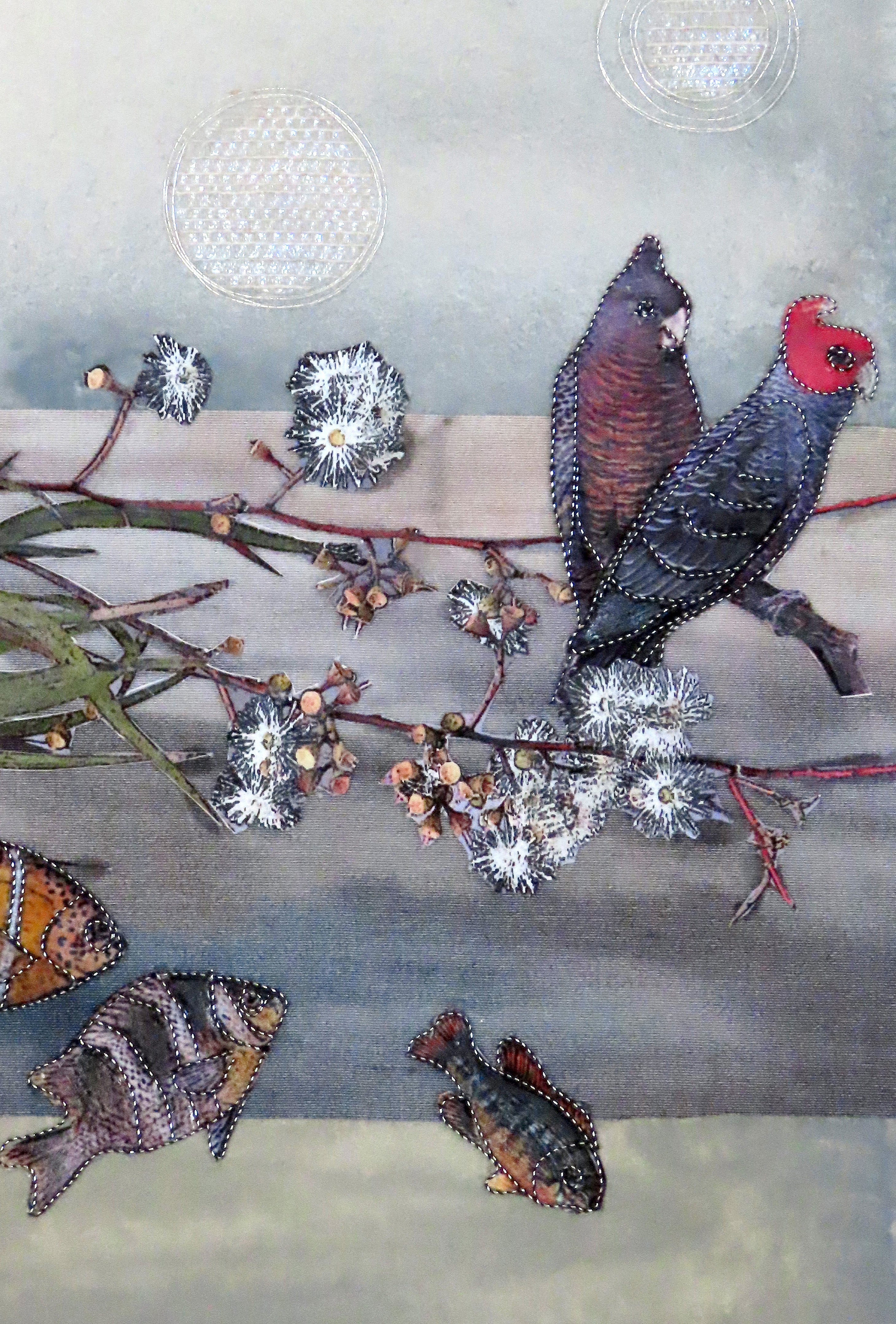 Original Art Riverside - Australian Native Birds Blossoms Collage