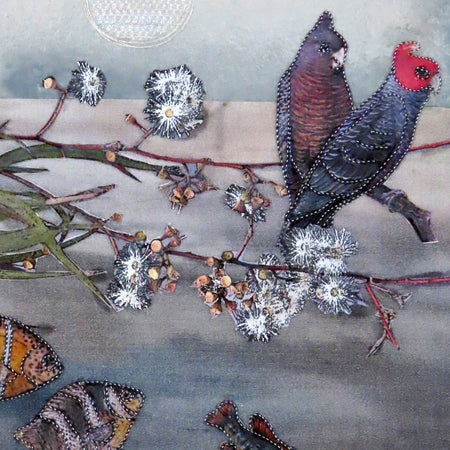 Original Art Riverside - Australian Native Birds Blossoms Collage
