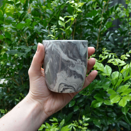 Black & White Hand Crafted Ceramic Marbled Coffee Mug 250ml