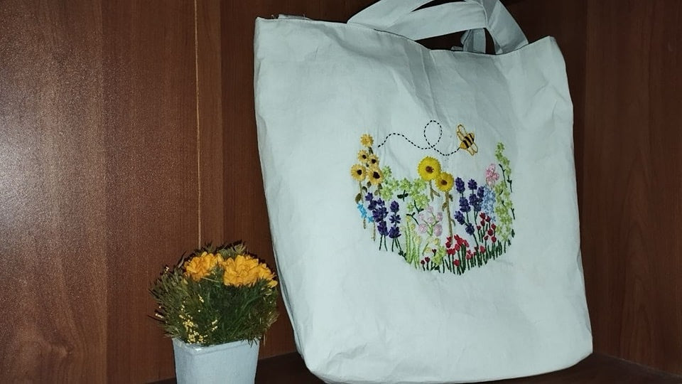Hand Embroidered Tote Bag