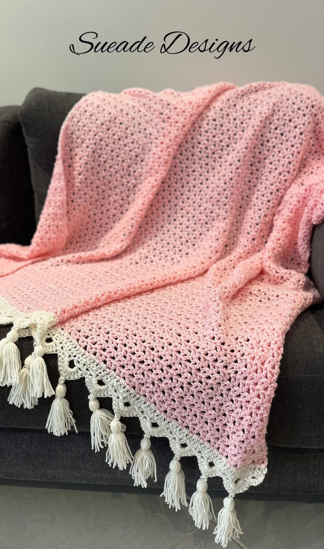 Soft Large Crochet Blanket with Tassels - Made to Order