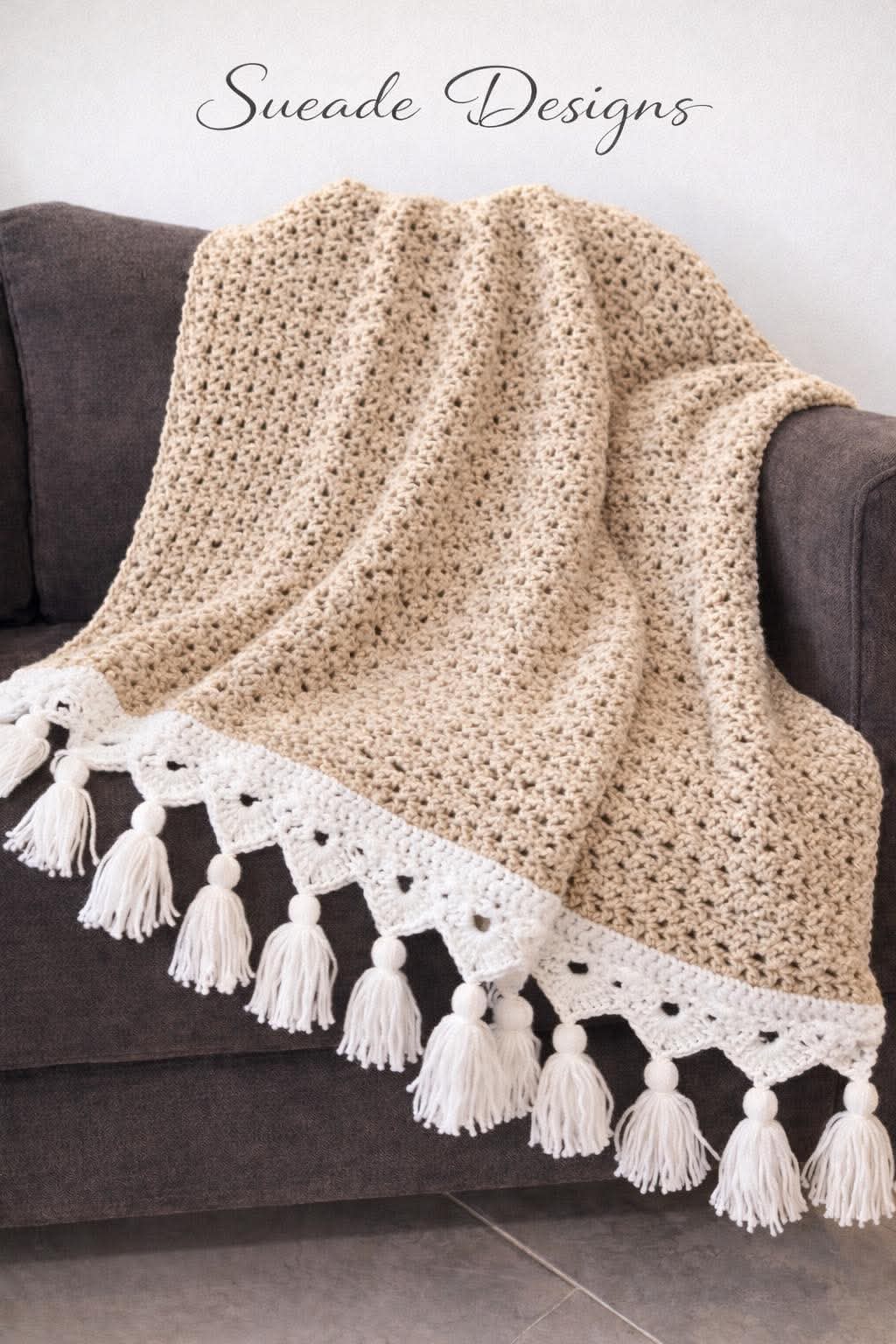 Soft Large Crochet Blanket with Tassels - Made to Order