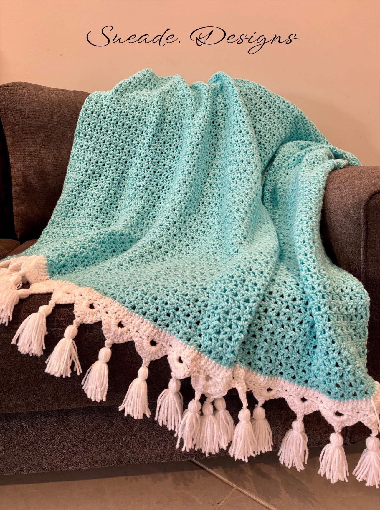 Soft Large Crochet Blanket with Tassels - Made to Order