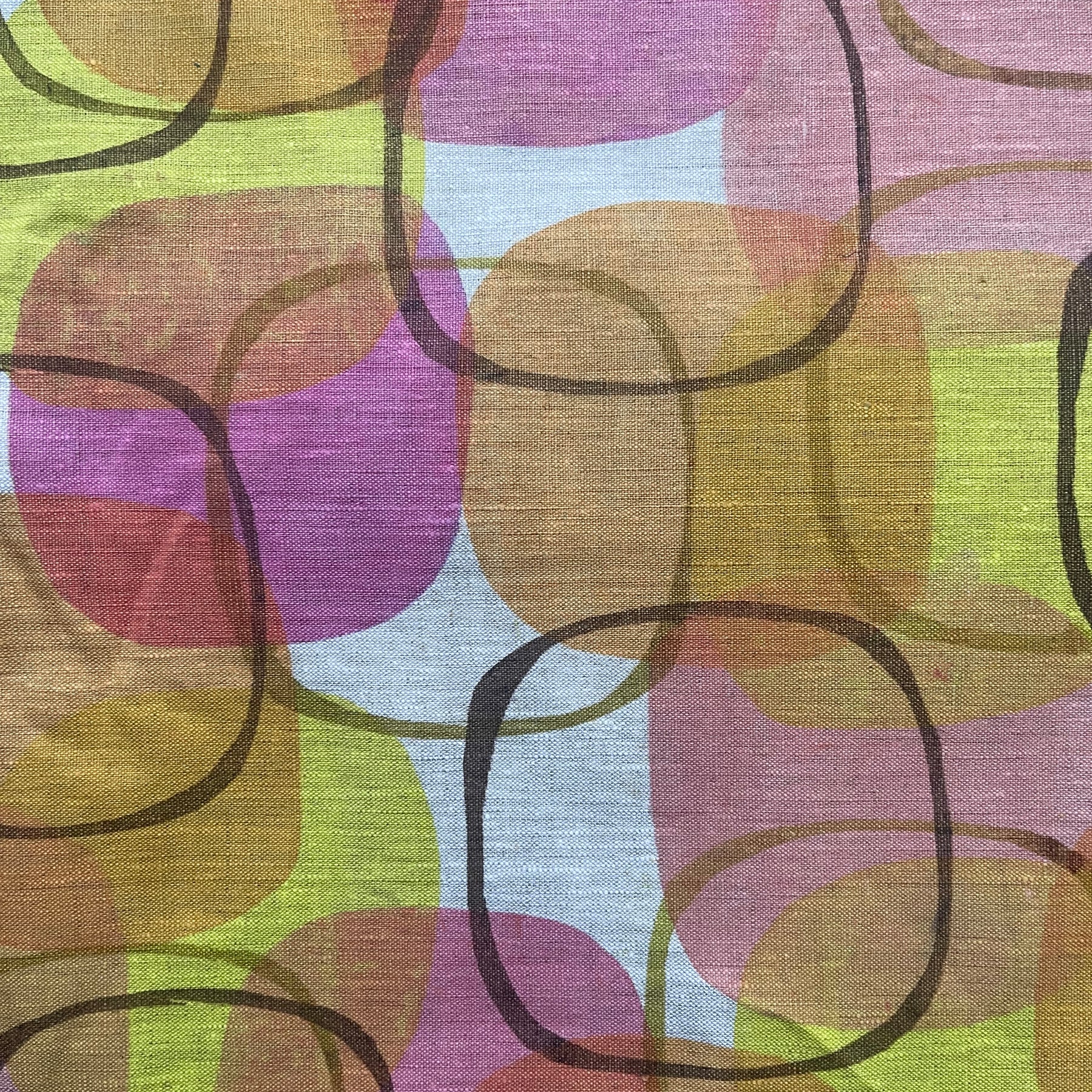 Cushion cover - Bronze rose and lime circles