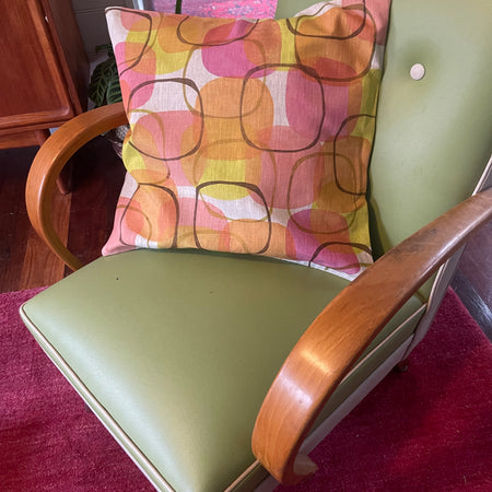 Cushion cover - Bronze rose and lime circles