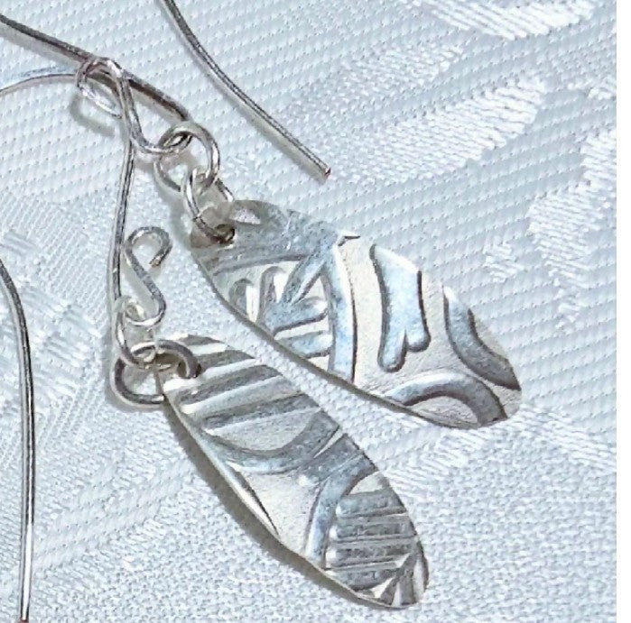Embossed Fine Silver Disc Earrings #1 FREE POST