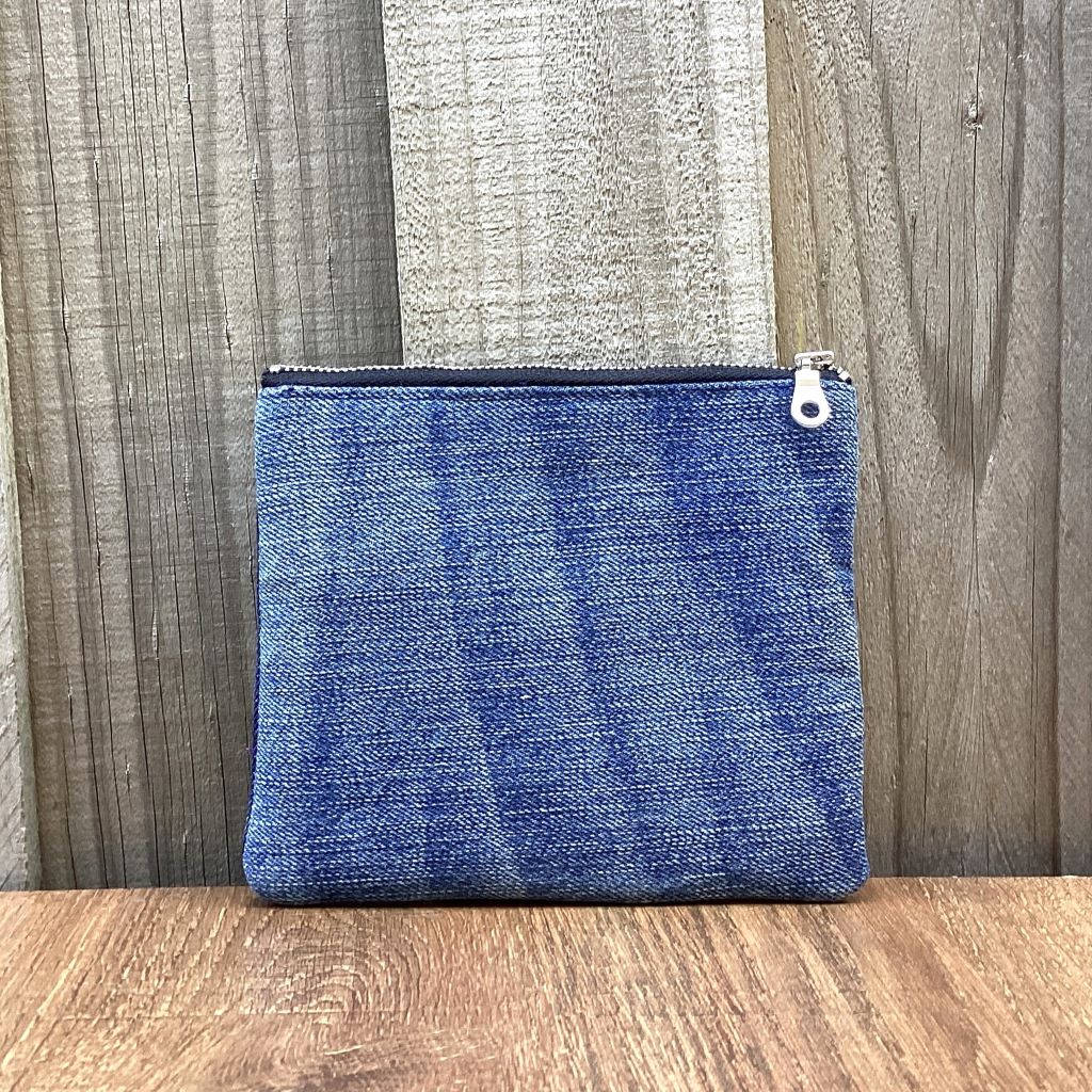 Small Upcycled Denim Coin Purse – Silver Rivets