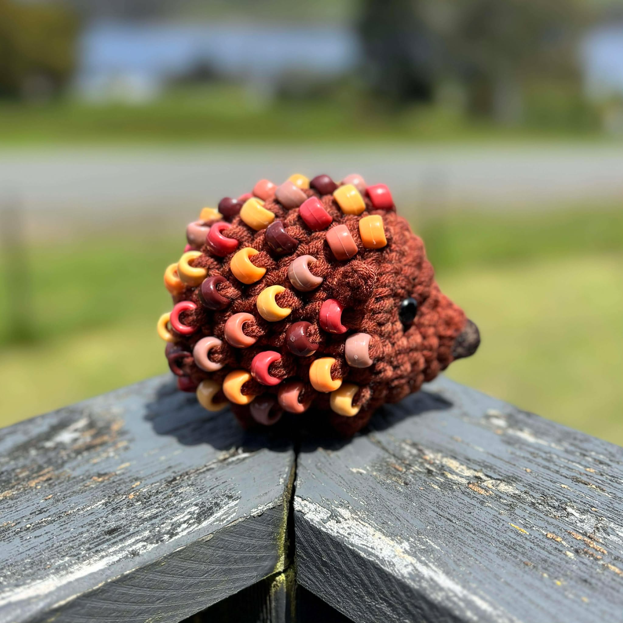 Hedgehog Crochet Beaded Fidget Toy - Earthy Browns