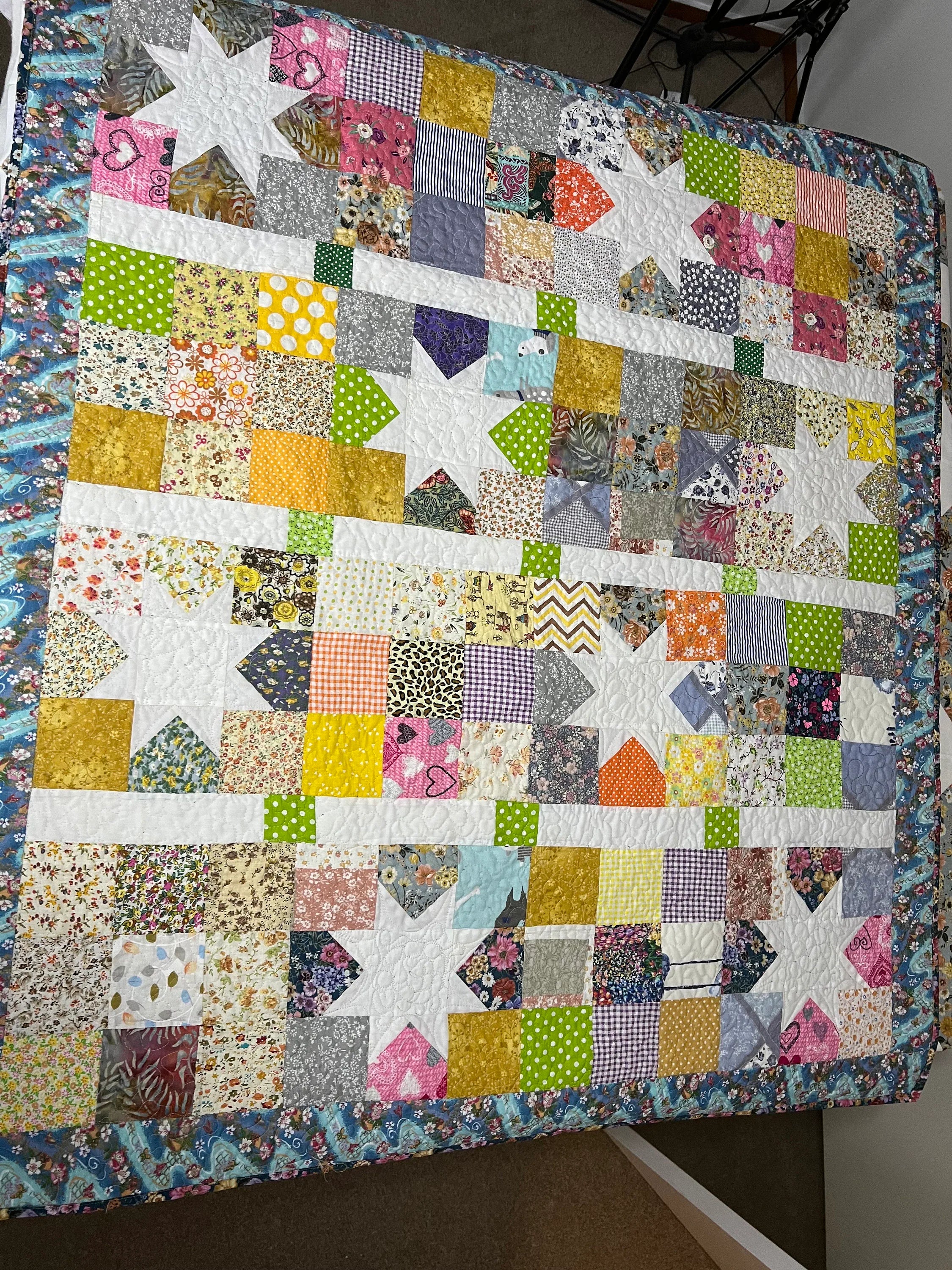 Handmade Organic Cotton Baby Quilt: Heirloom Nursery Blanket, for Baby Boy or Baby girl