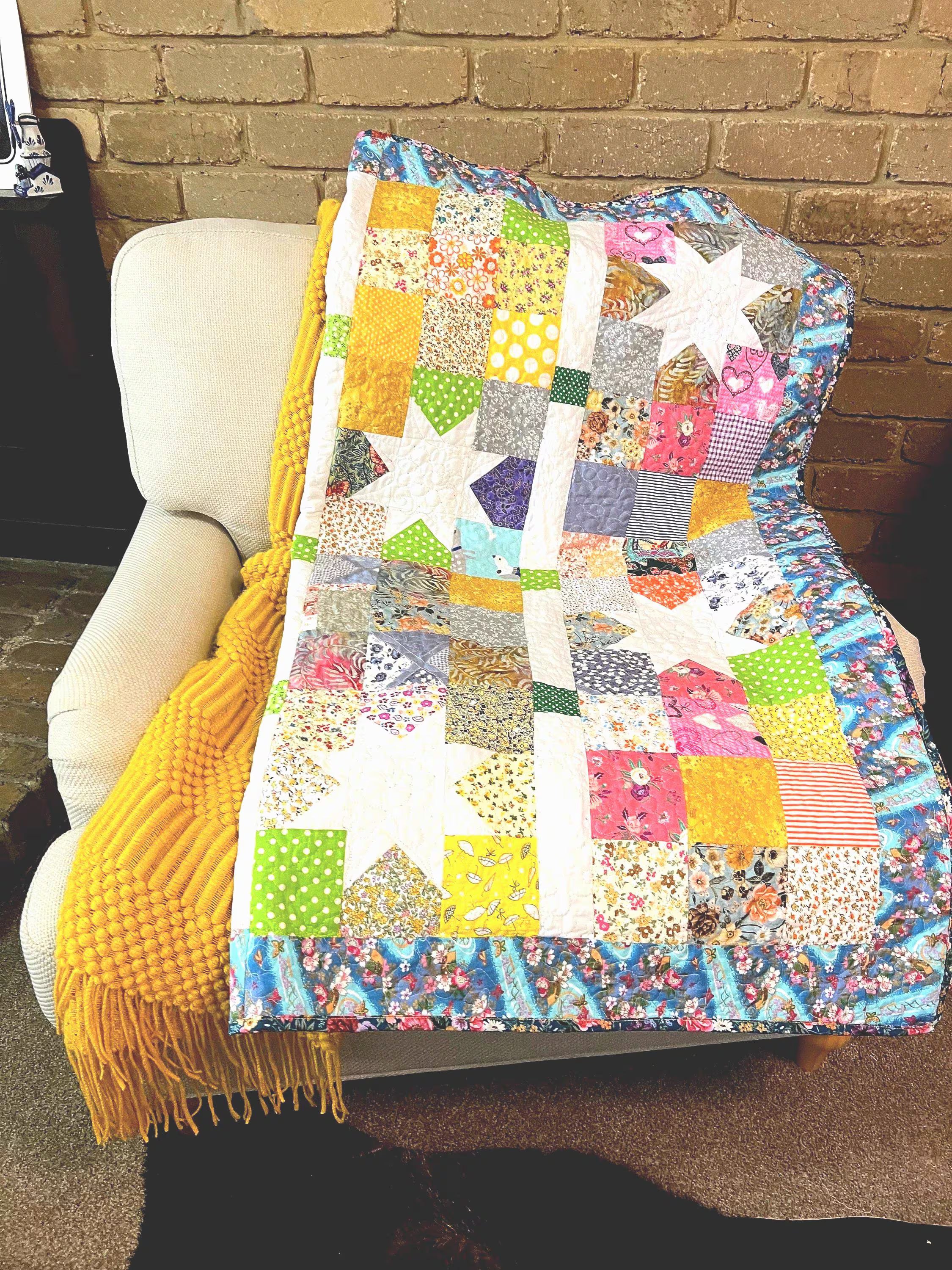 Handmade Organic Cotton Baby Quilt: Heirloom Nursery Blanket, for Baby Boy or Baby girl