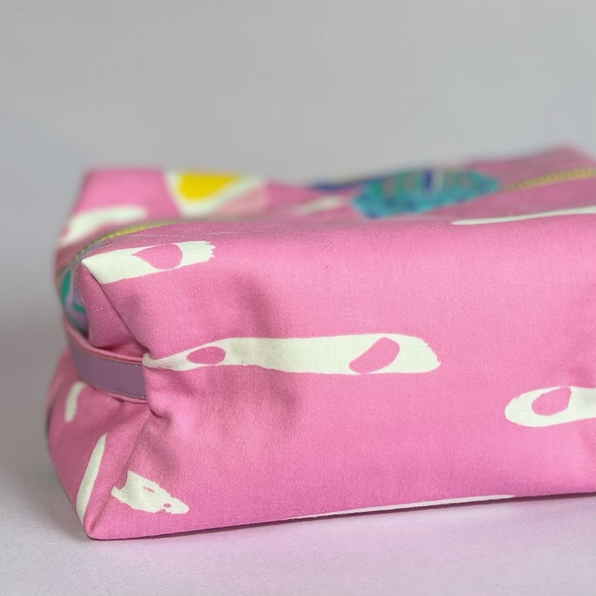 Pink, repurposed vintage fabric box POUCH
