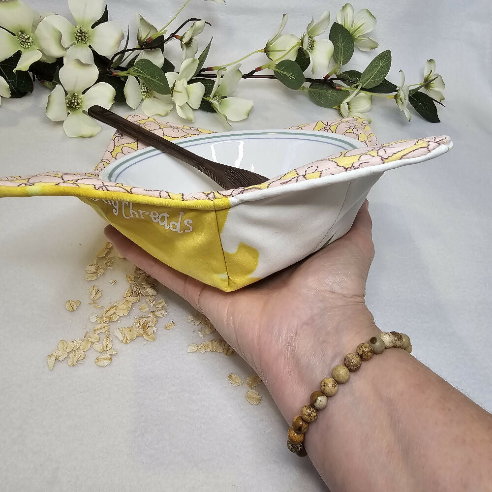 Hot/Cold Cozy Bowl - Pink Bows & Yellow Floral