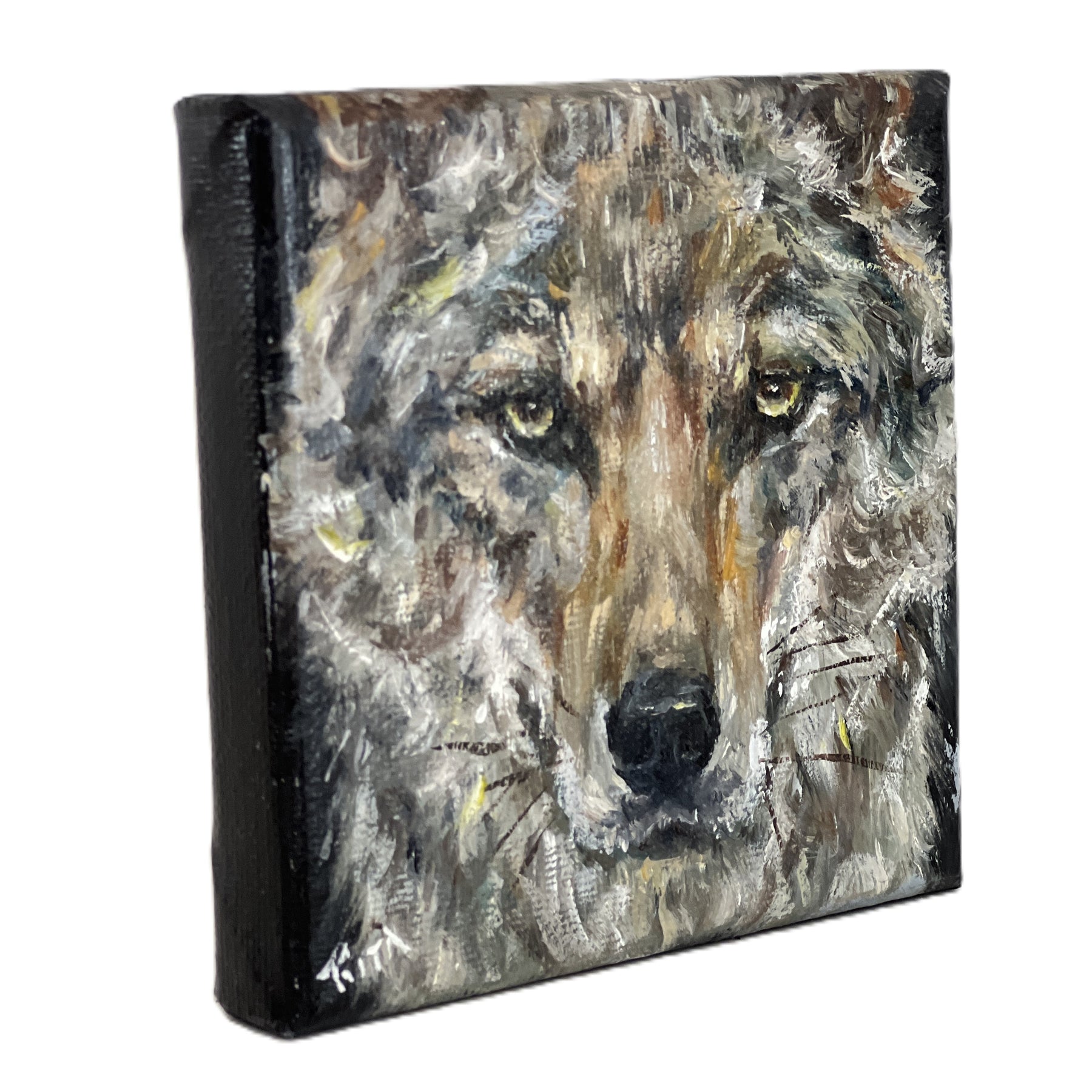 Noble Gaze – Original Miniature Wolf Painting