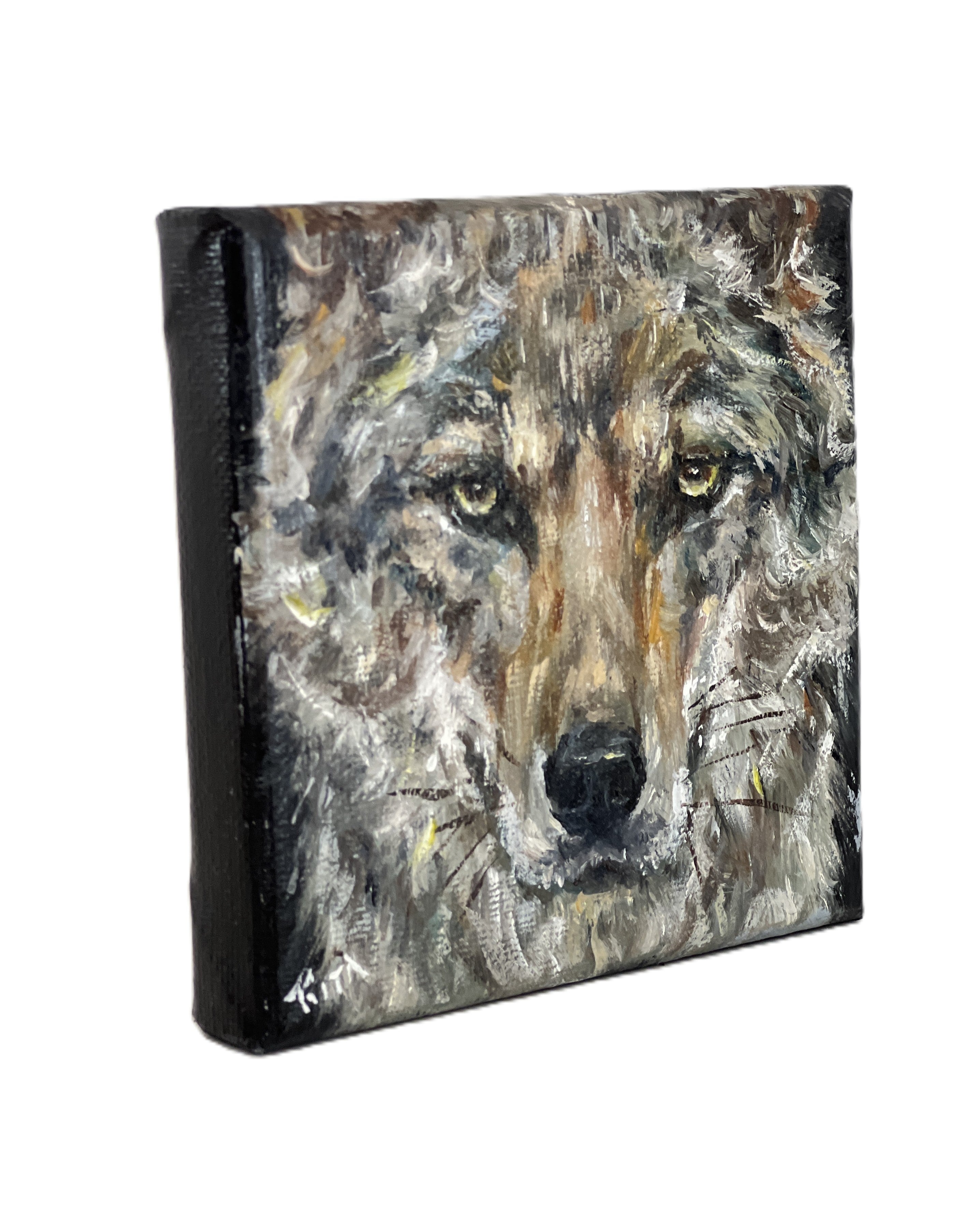 Noble Gaze – Original Miniature Wolf Painting
