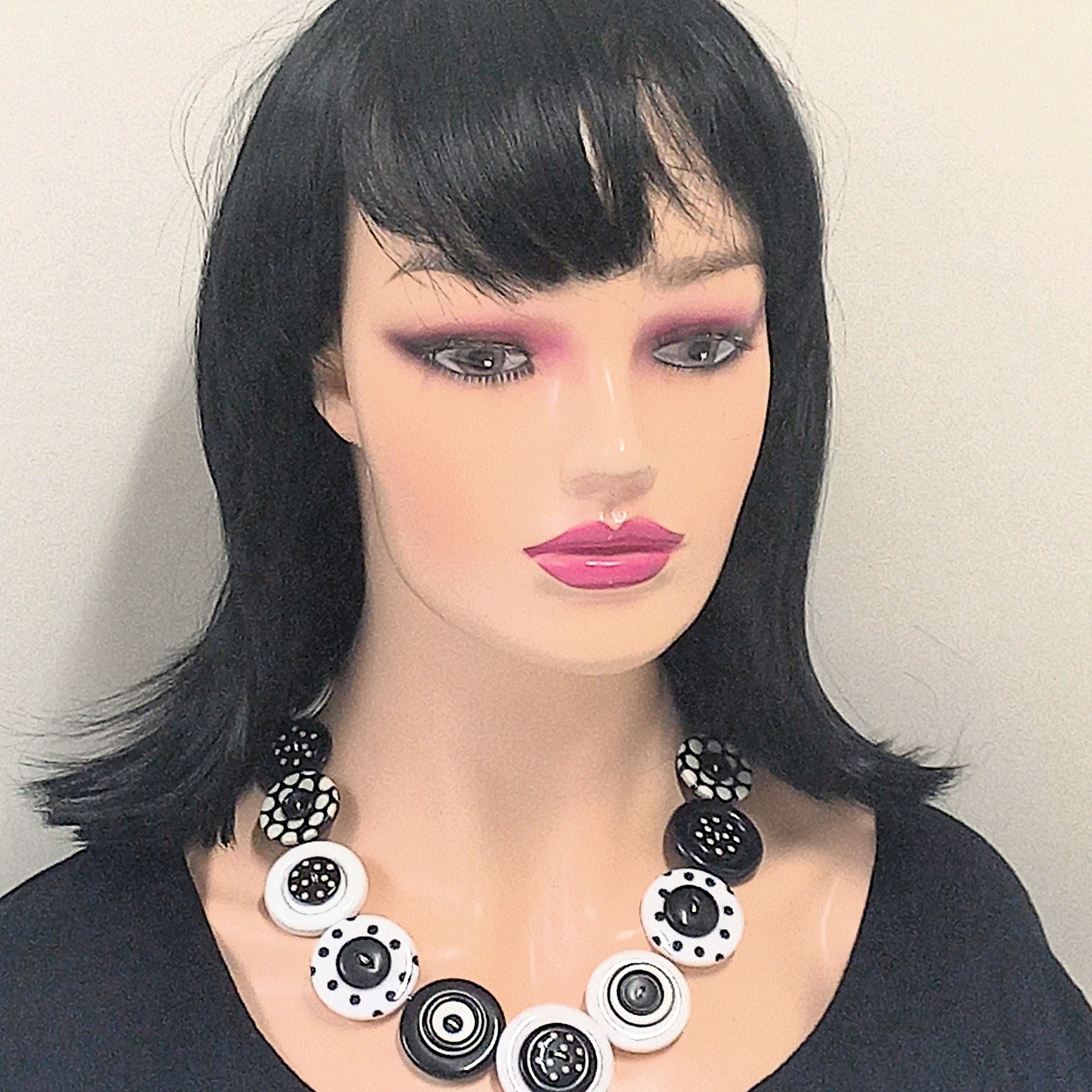 Button necklace - Dalmatian Spots