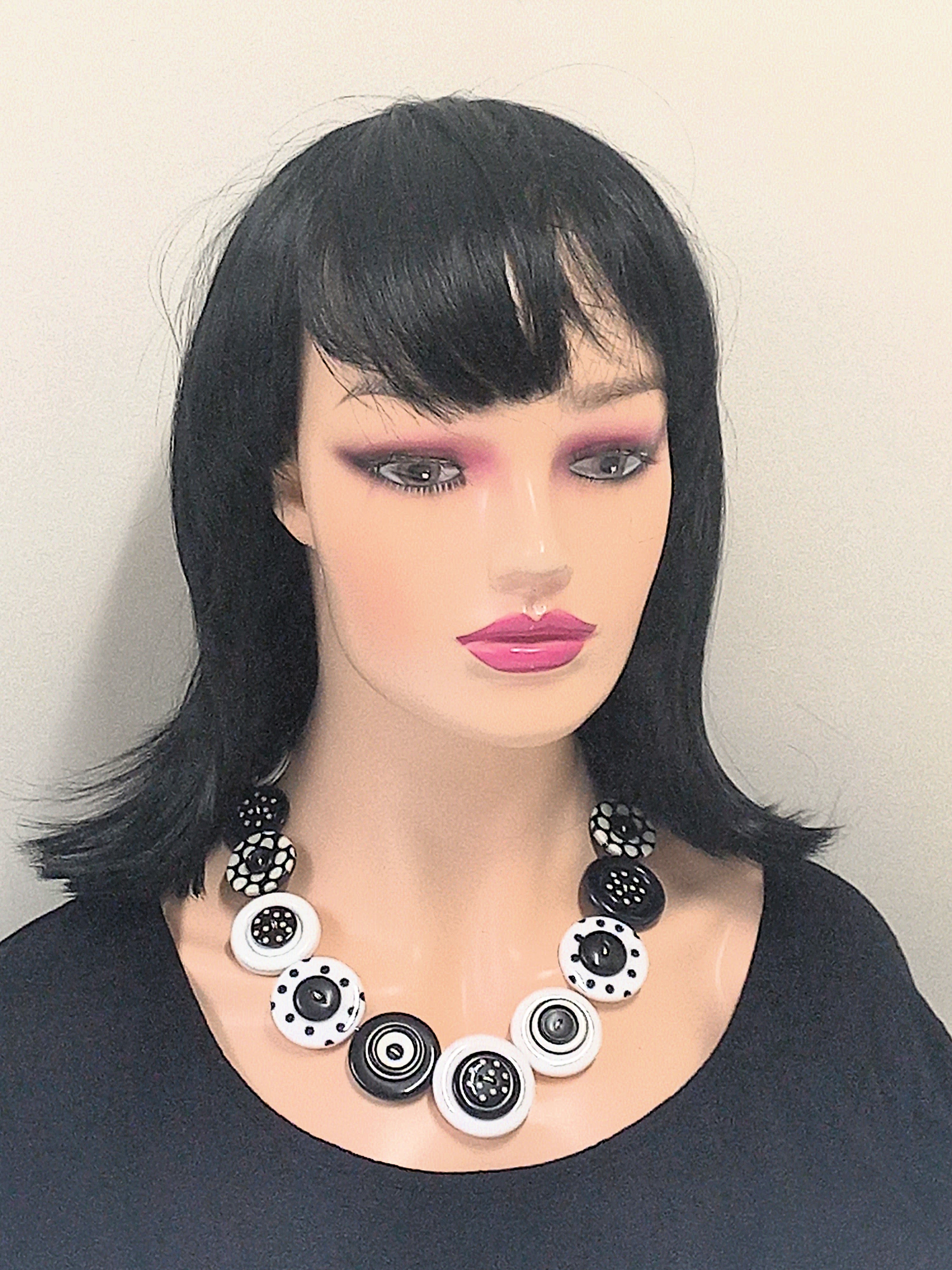 Button necklace - Dalmatian Spots