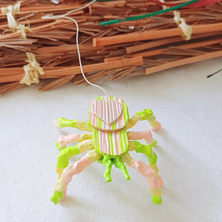 Happy palm spider pink green yellow handmade Australia