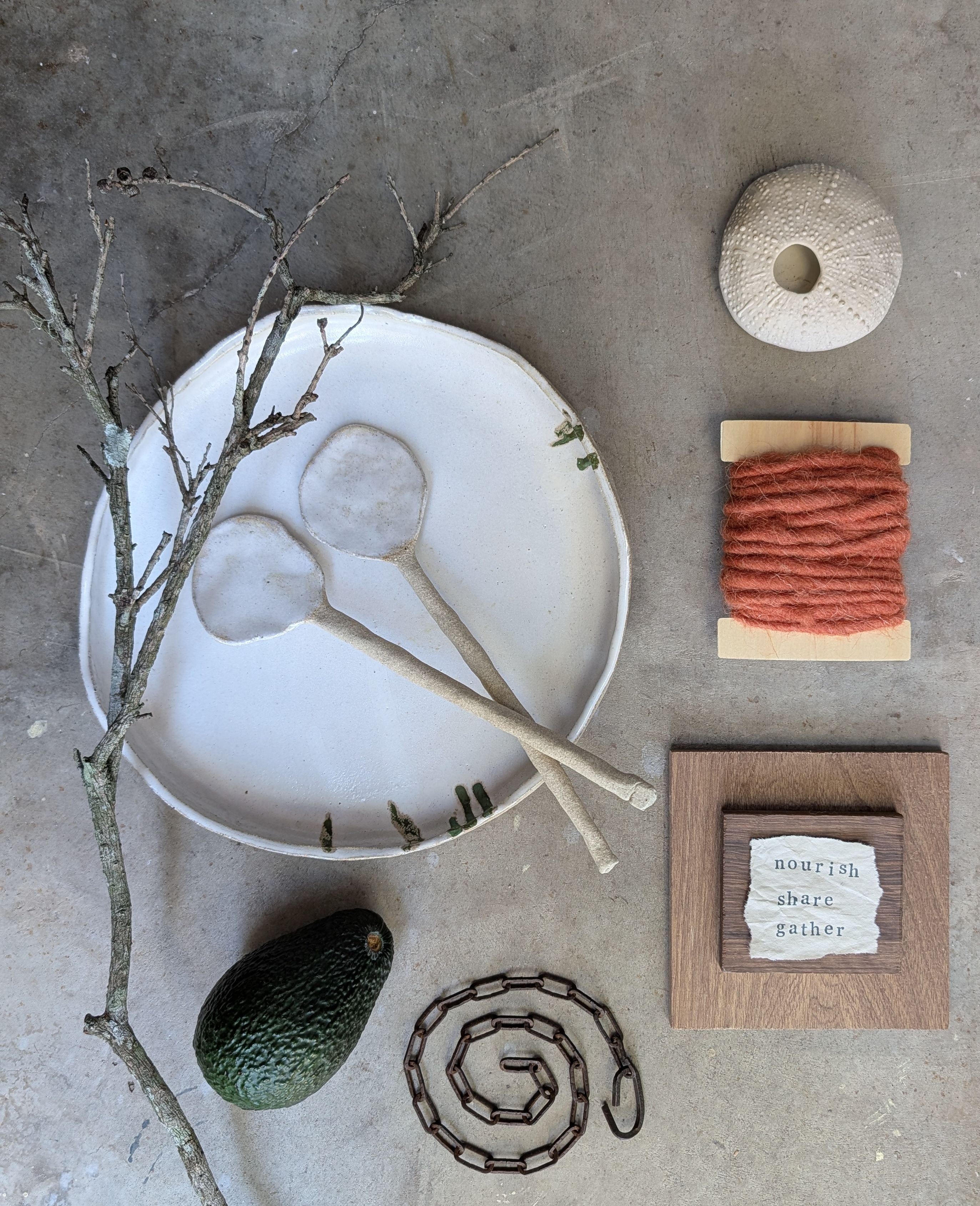 Hand-formed Ceramic Serving Bowl + Spoon set | Calming • Organic • Textural