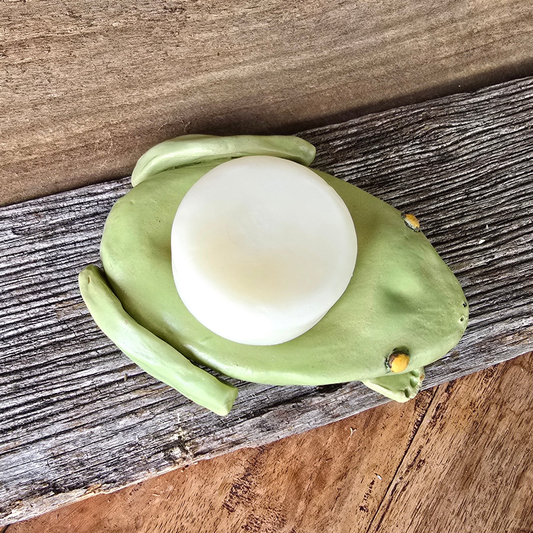 Green frog soap dish