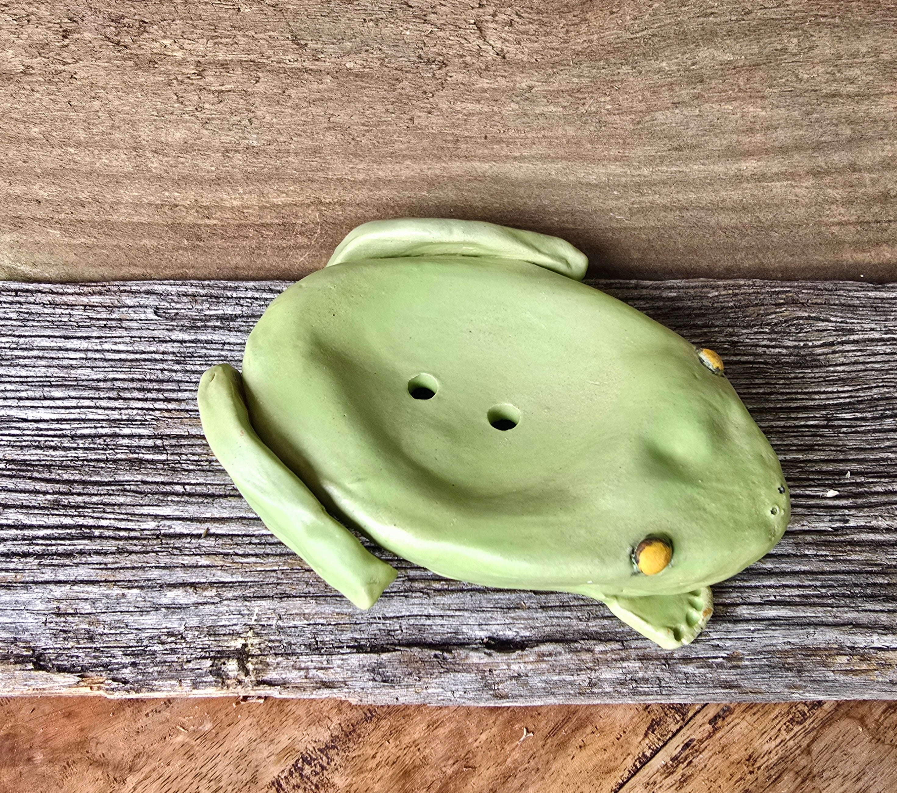 Green frog soap dish