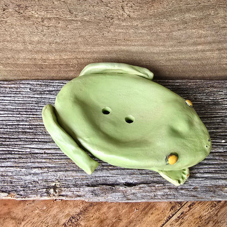 Green frog soap dish