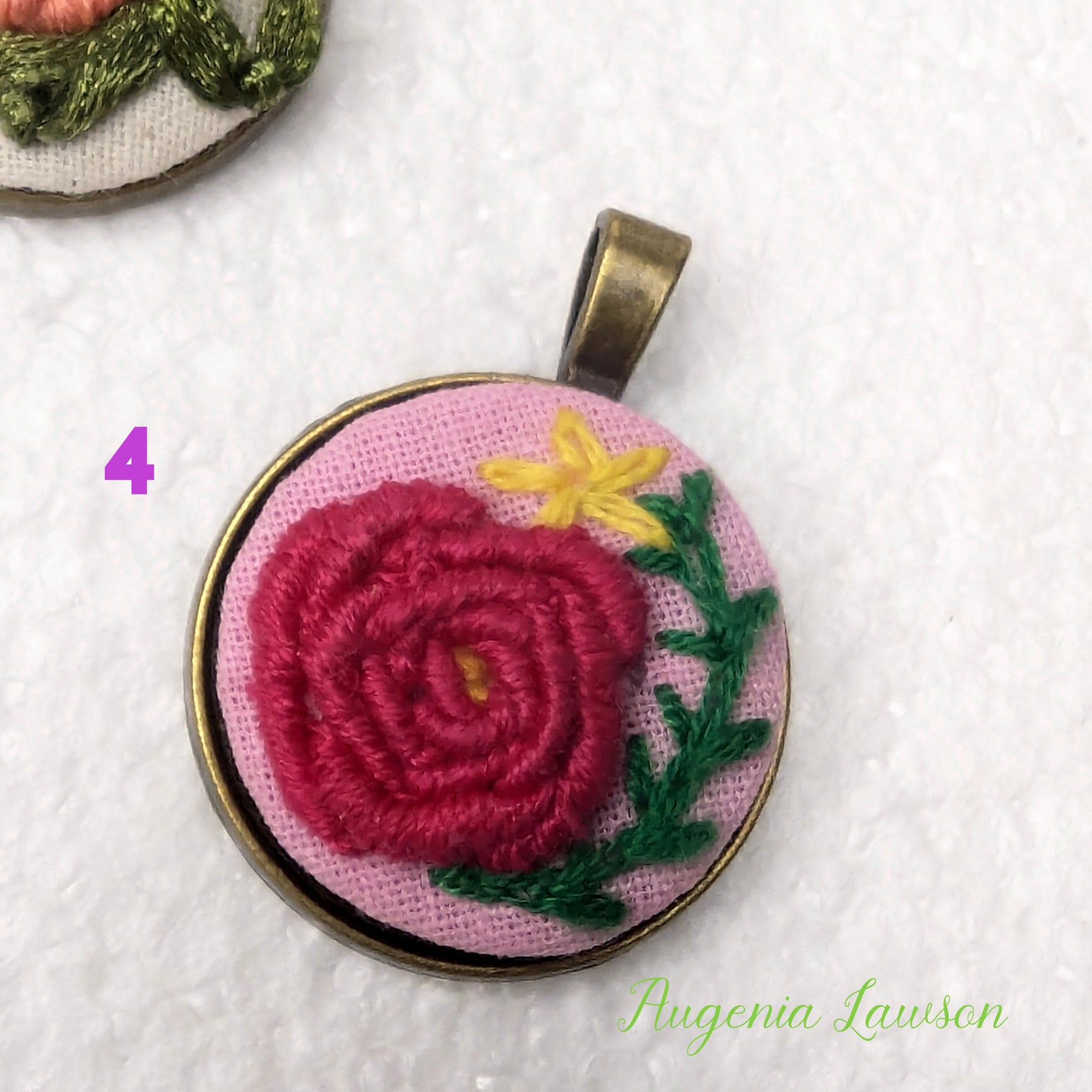 Mini Embroidered Necklace – Handmade Fabric Pendant, Choose Your Design